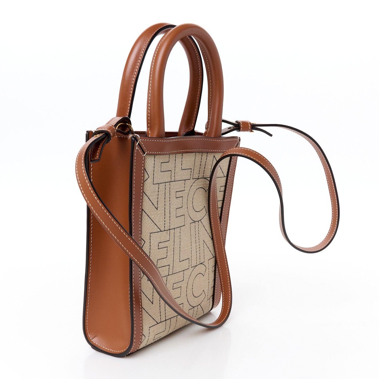 Celine Canvas Calfskin All Over Print Mini Vertical Cabas Natural Tan 3 of 9