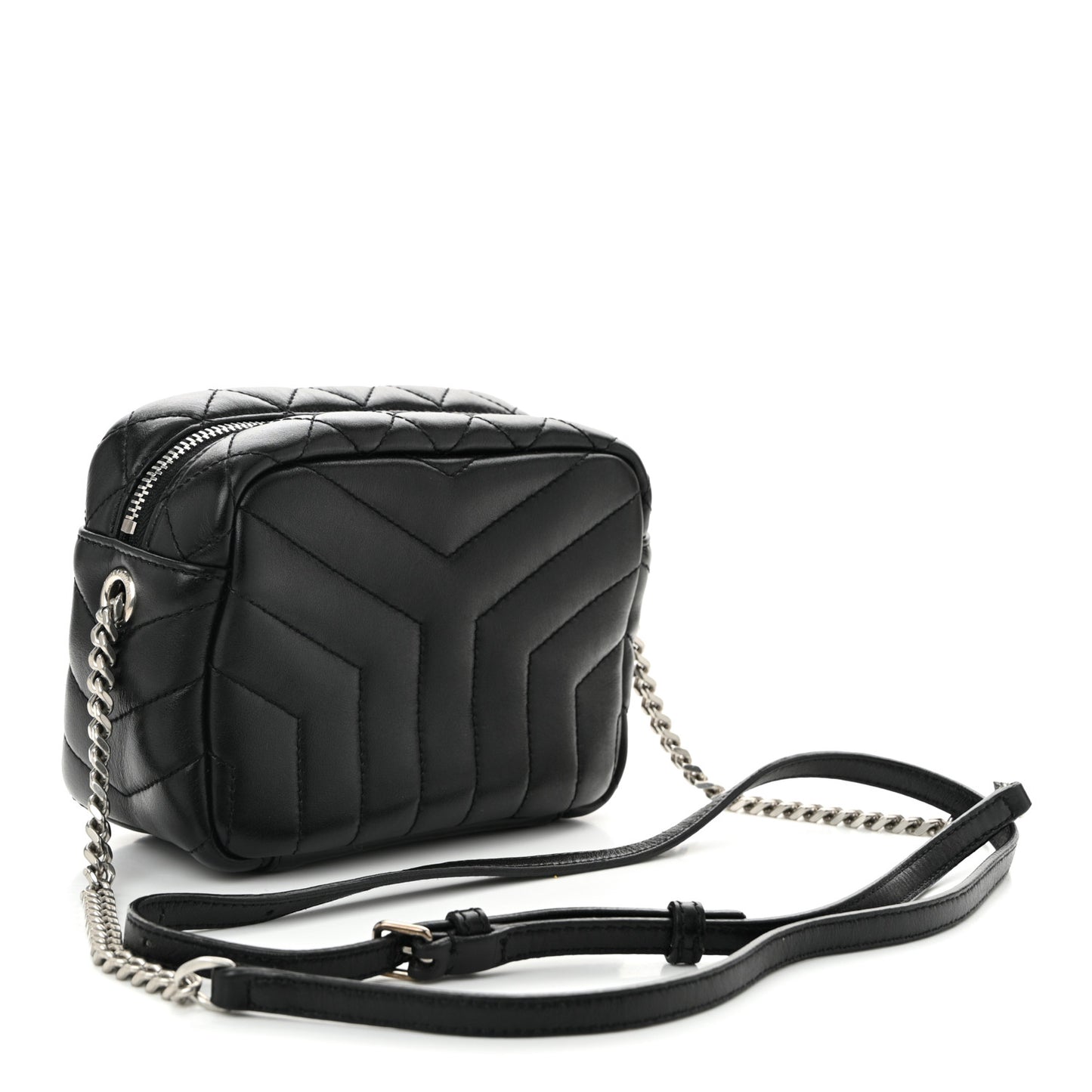Calfskin Y Quilted Monogram Mini Loulou Bowling Bag Black