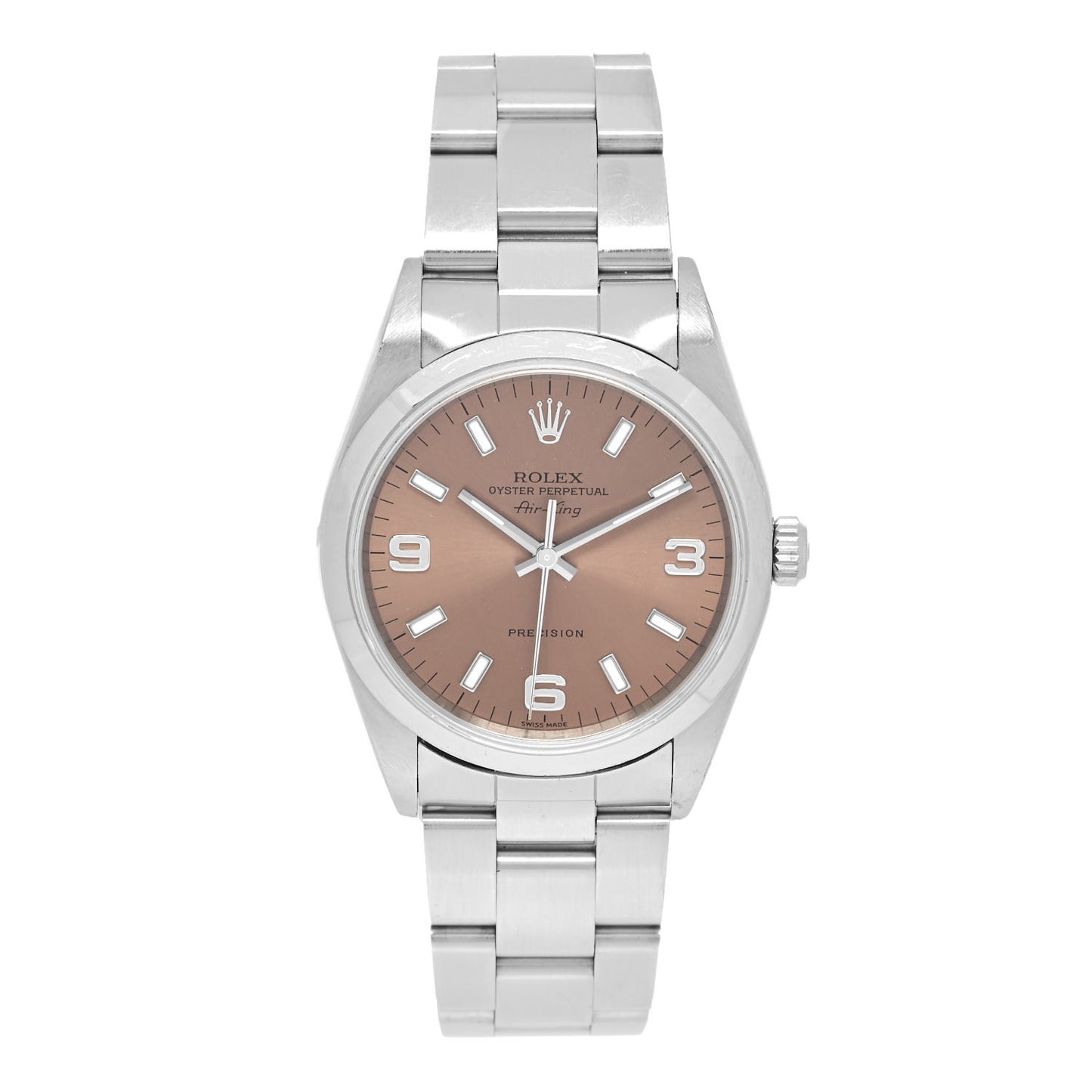 Stainless Steel 34mm Air-King Oyster Perpetual Precision Watch Pink 14000