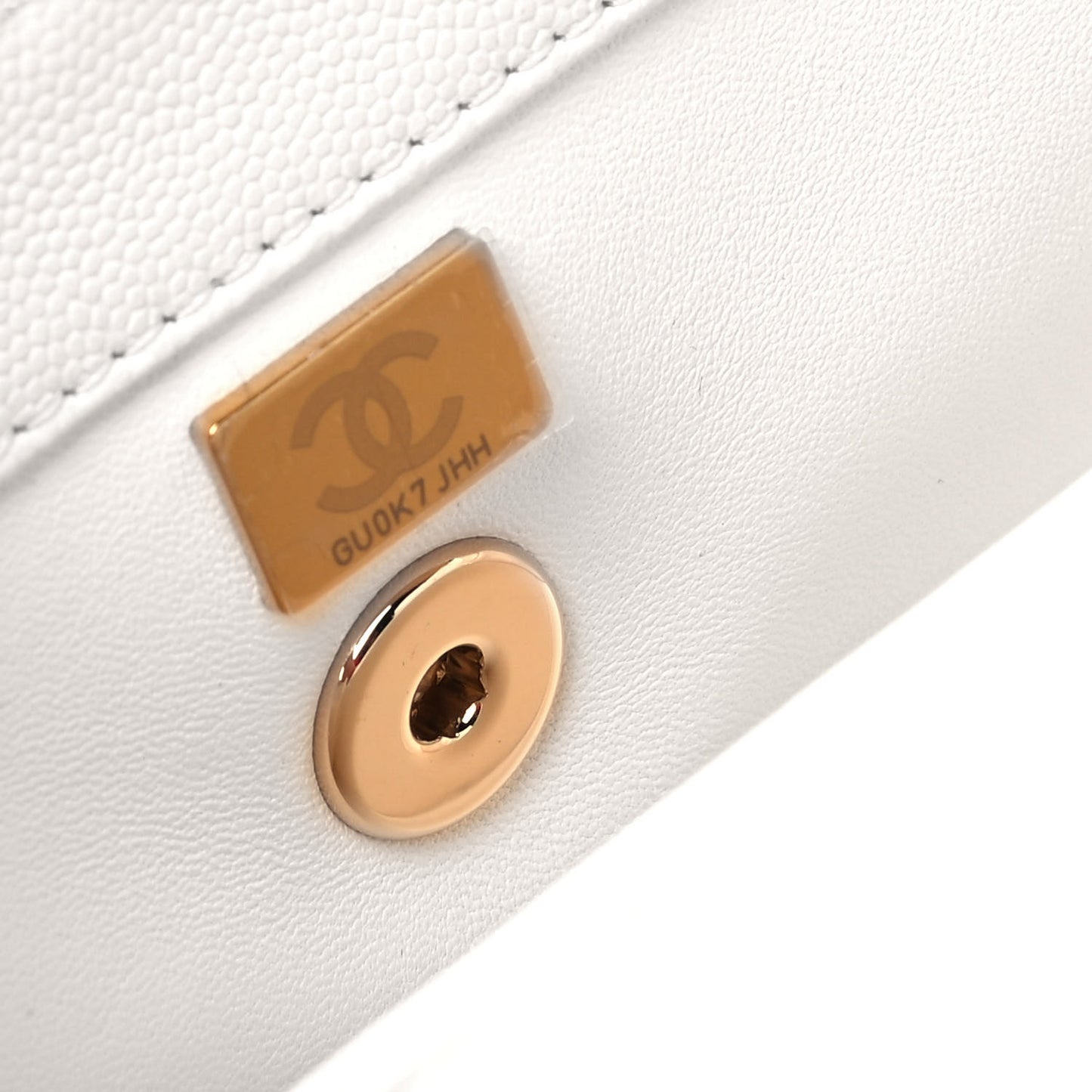 Caviar Quilted Mini Coco Handle Flap White