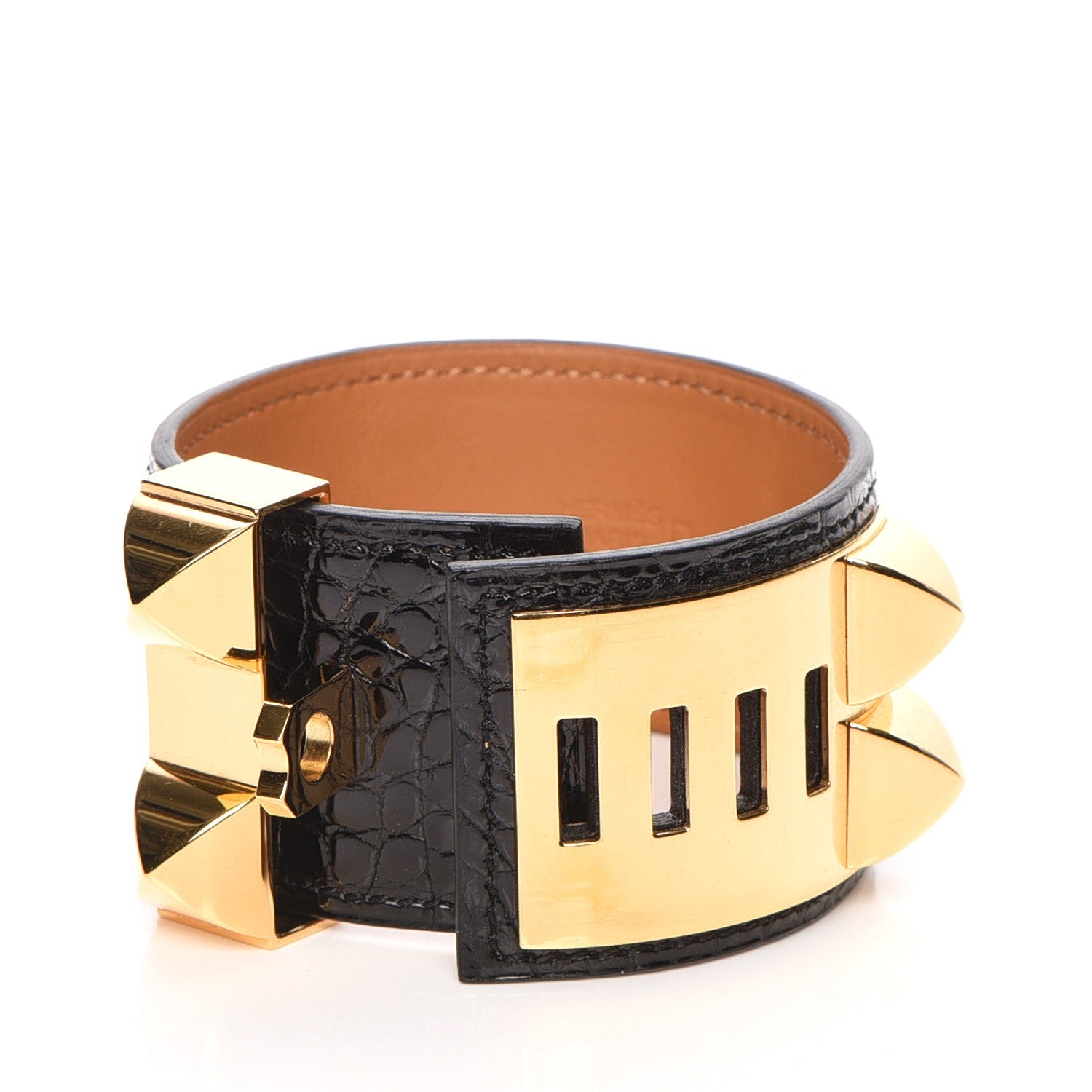 Hermes Shiny Alligator Collier de Chien CDC Bracelet S Black 4 of 8