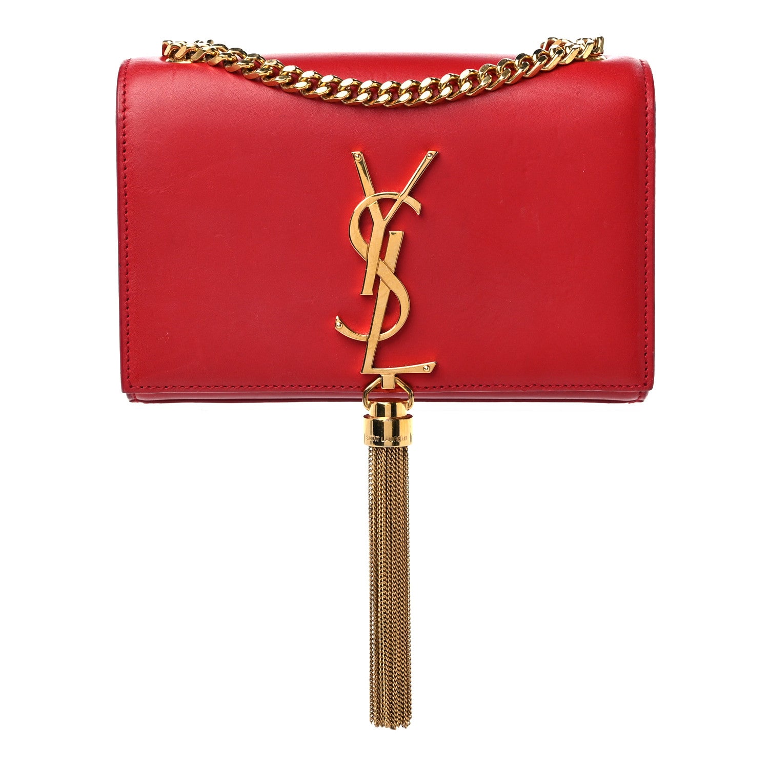 Saint Laurent Calfskin Small Classic Monogram Kate Tassel Satchel Red 1 of 13