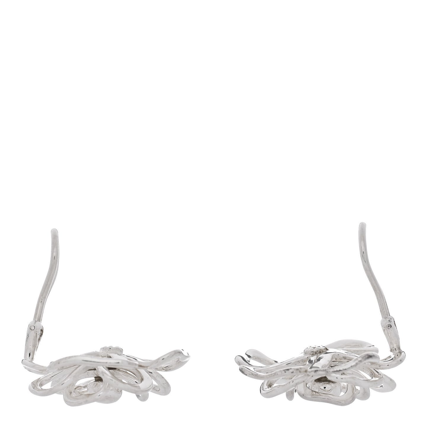 Sterling Silver Camellia Clip On Earrings