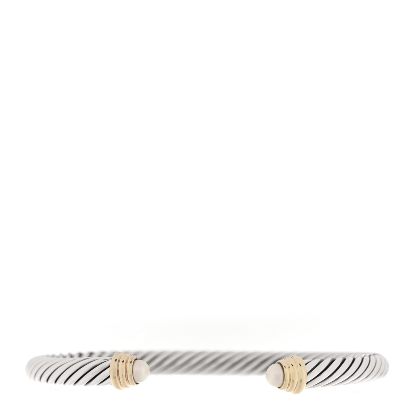 Sterling Silver 14K Yellow Gold Pearl 5mm Cable Classics Petite Color Bracelet