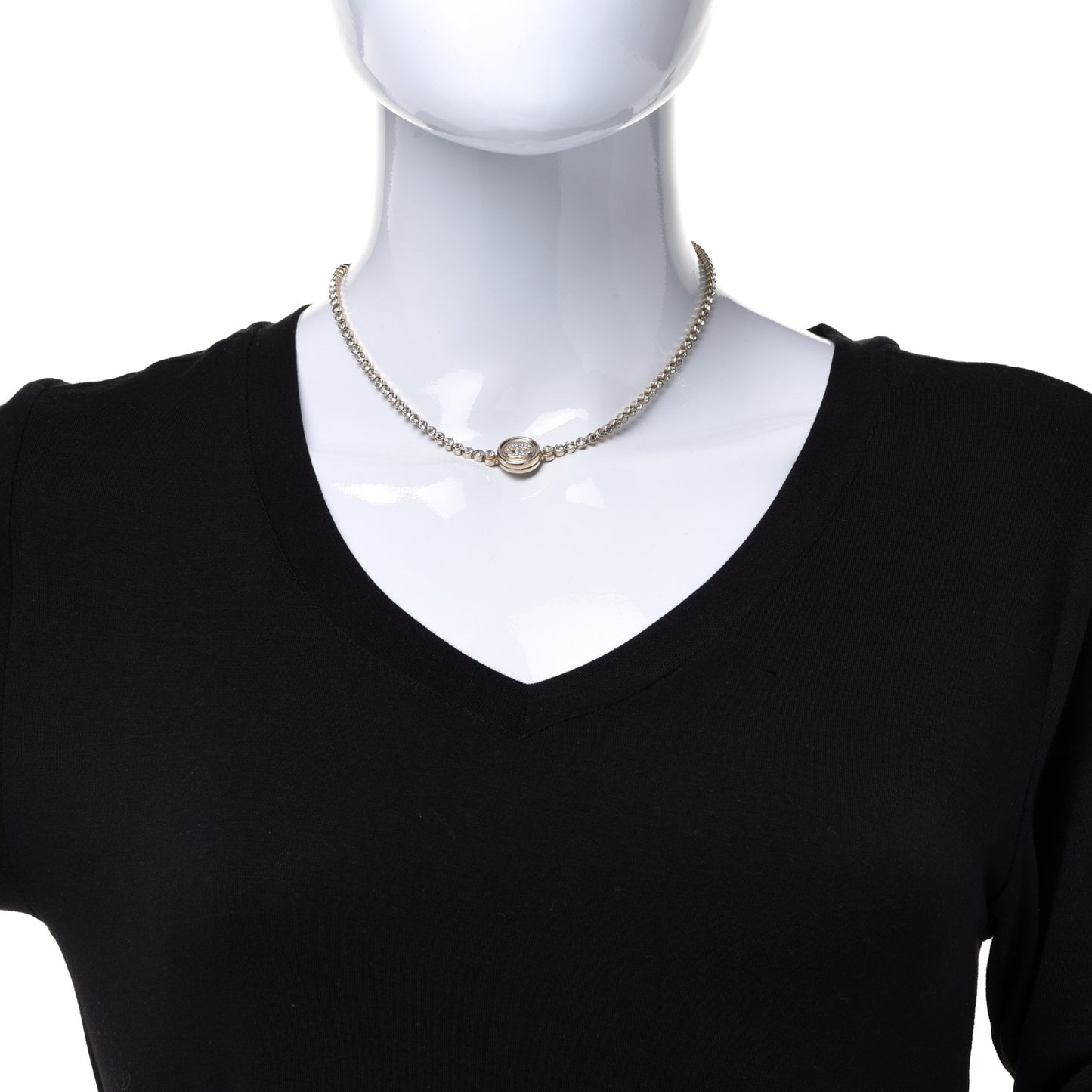 Crystal CC Chain Short Necklace Gold