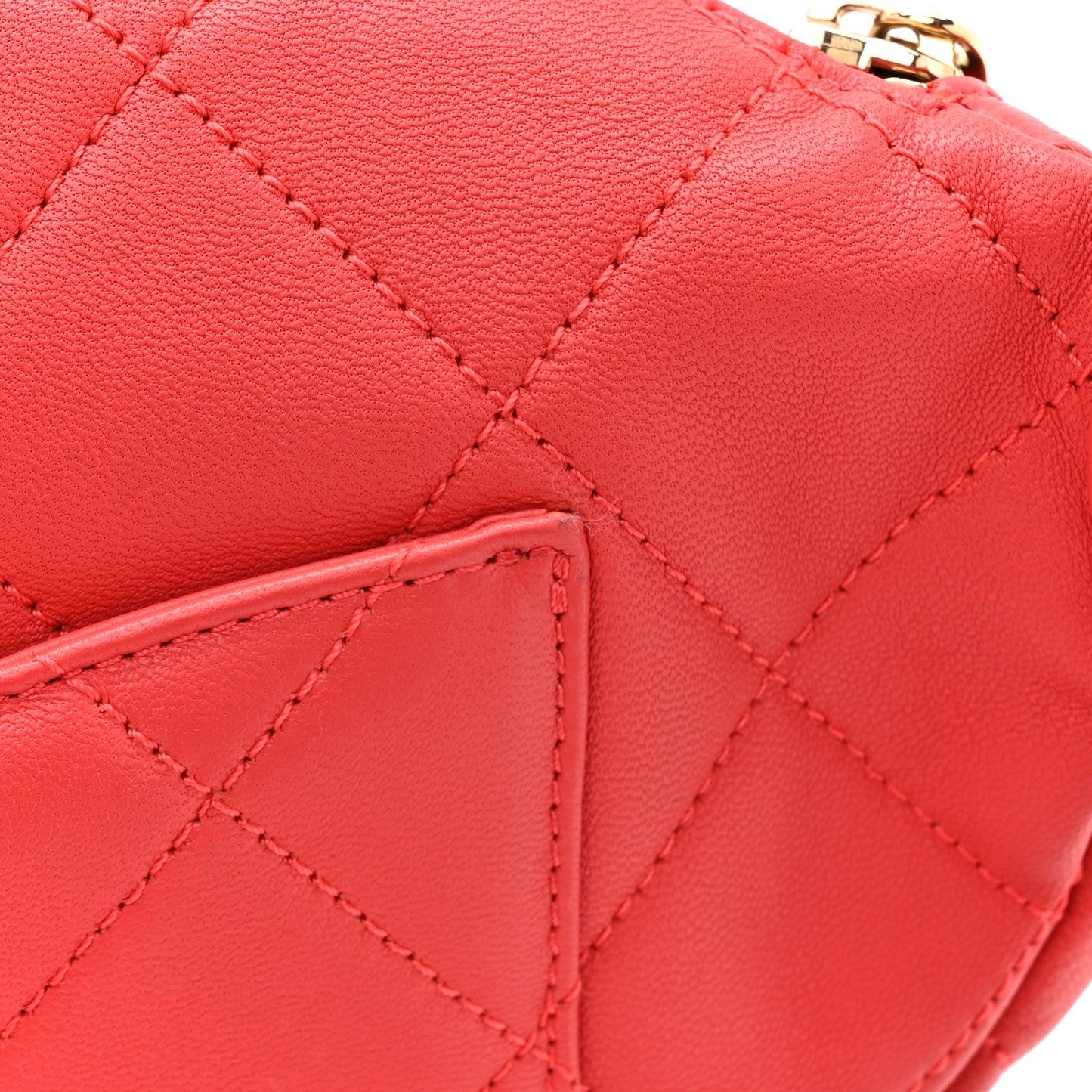 Lambskin Quilted Resin Bi-Color Waist Bag Fanny Pack Red