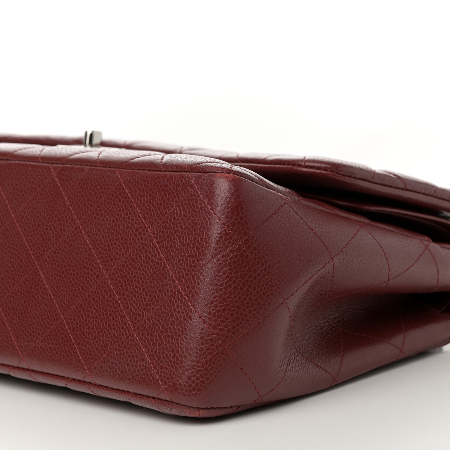 Caviar Quilted Jumbo Double Flap Dark Red