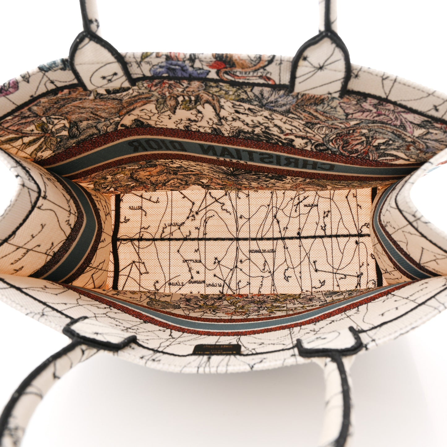 Canvas Embroidered Large Zodiac Book Tote Latte Multicolor