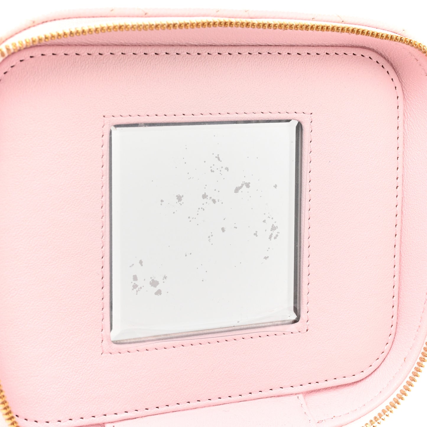 Caviar Quilted Small Top Handle Vanity Case With Chain Light Pink