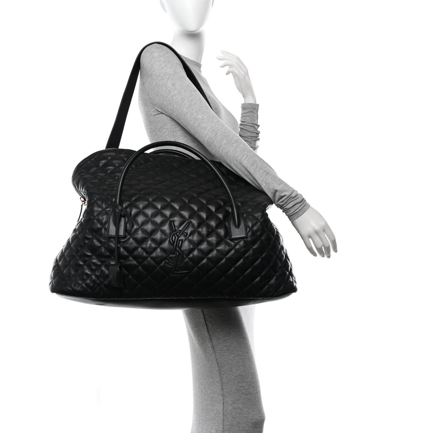 Calfskin Quilted ES Giant Travel Bag Black