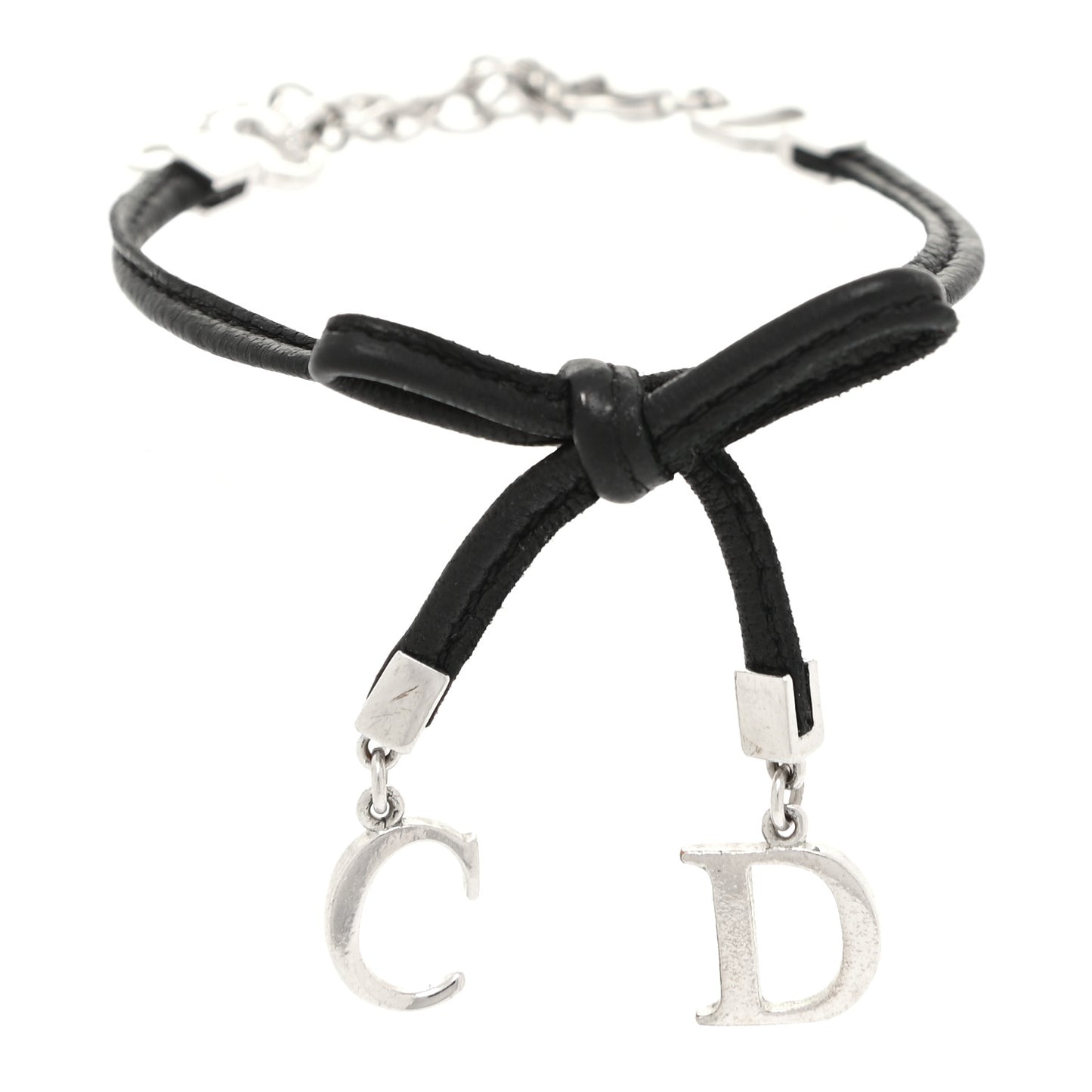 Calfskin Bow CD Logo Bracelet Silver