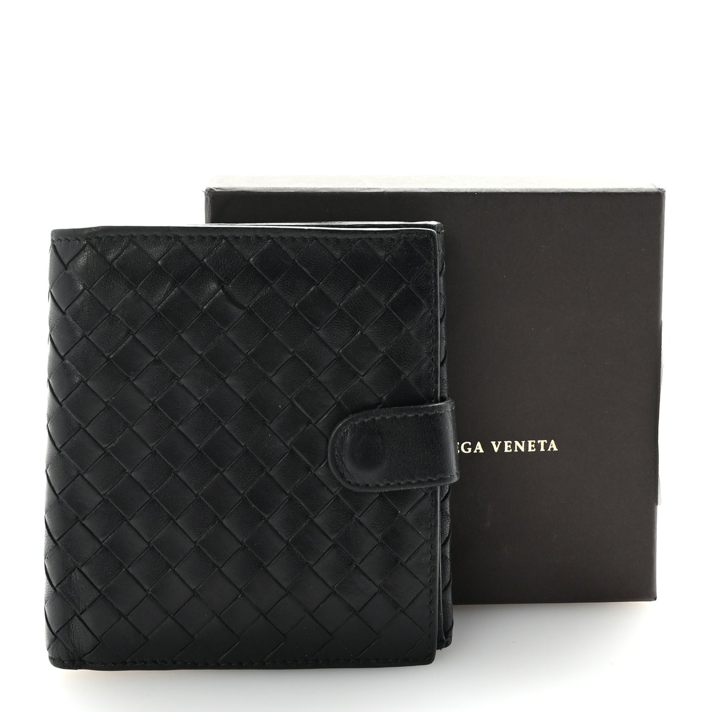 Nappa Intrecciato French Flap Wallet Black