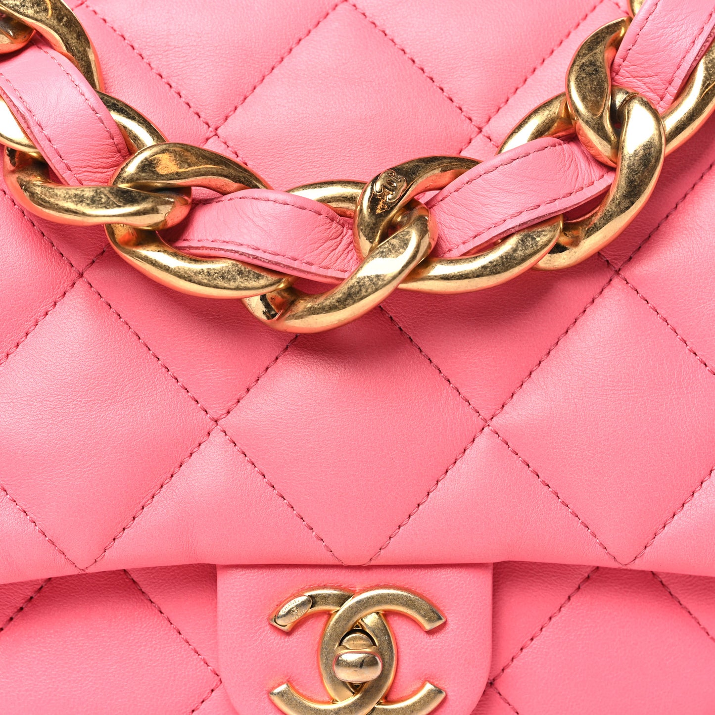 Lambskin Quilted Large CC Funky Town Flap Pink