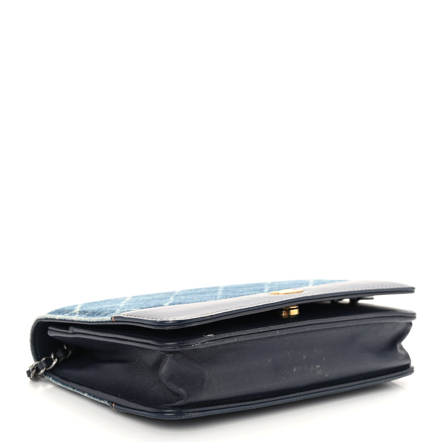 Denim Quilted Gabrielle Wallet On Chain WOC Blue