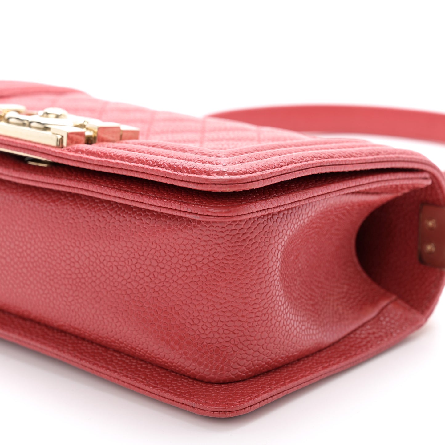 Caviar Quilted Small Boy Flap Red