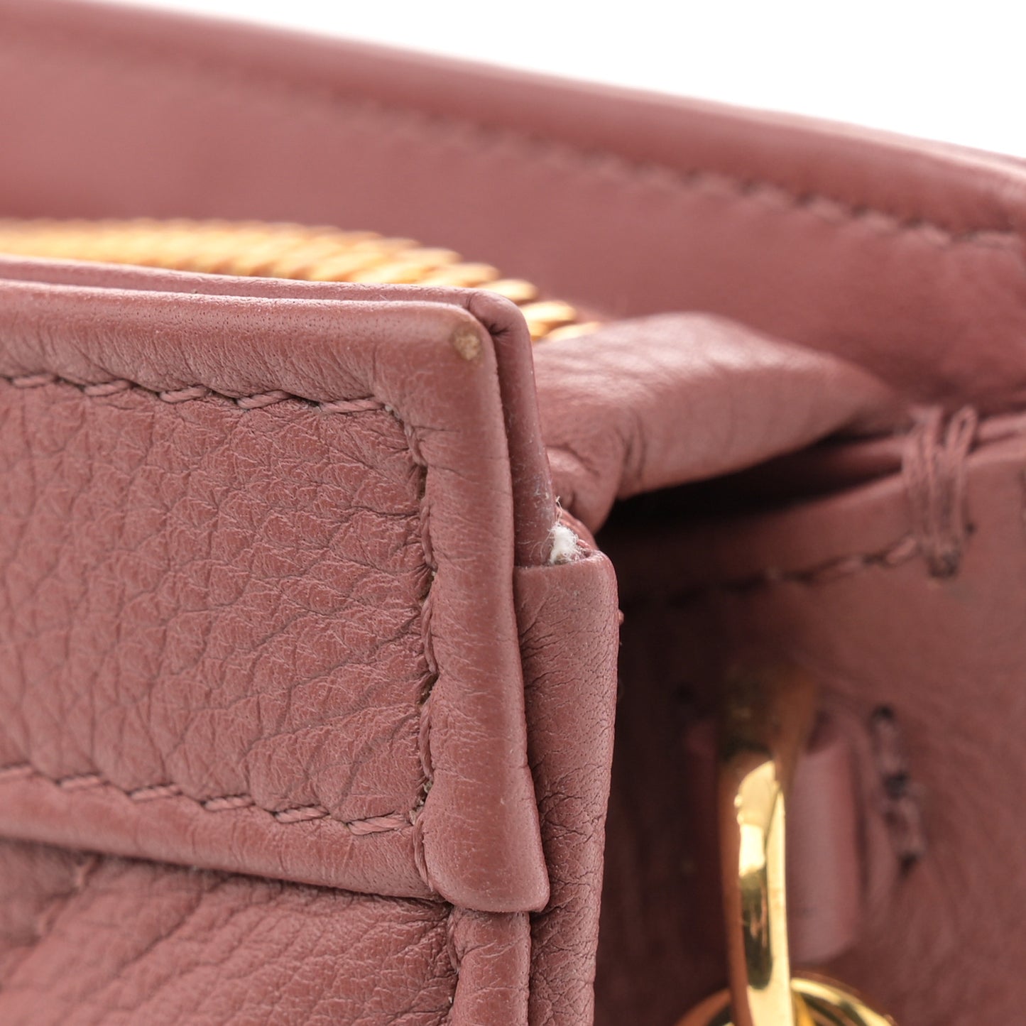 Calfskin Cannage Caro Zipped Pouch With Chain Rust