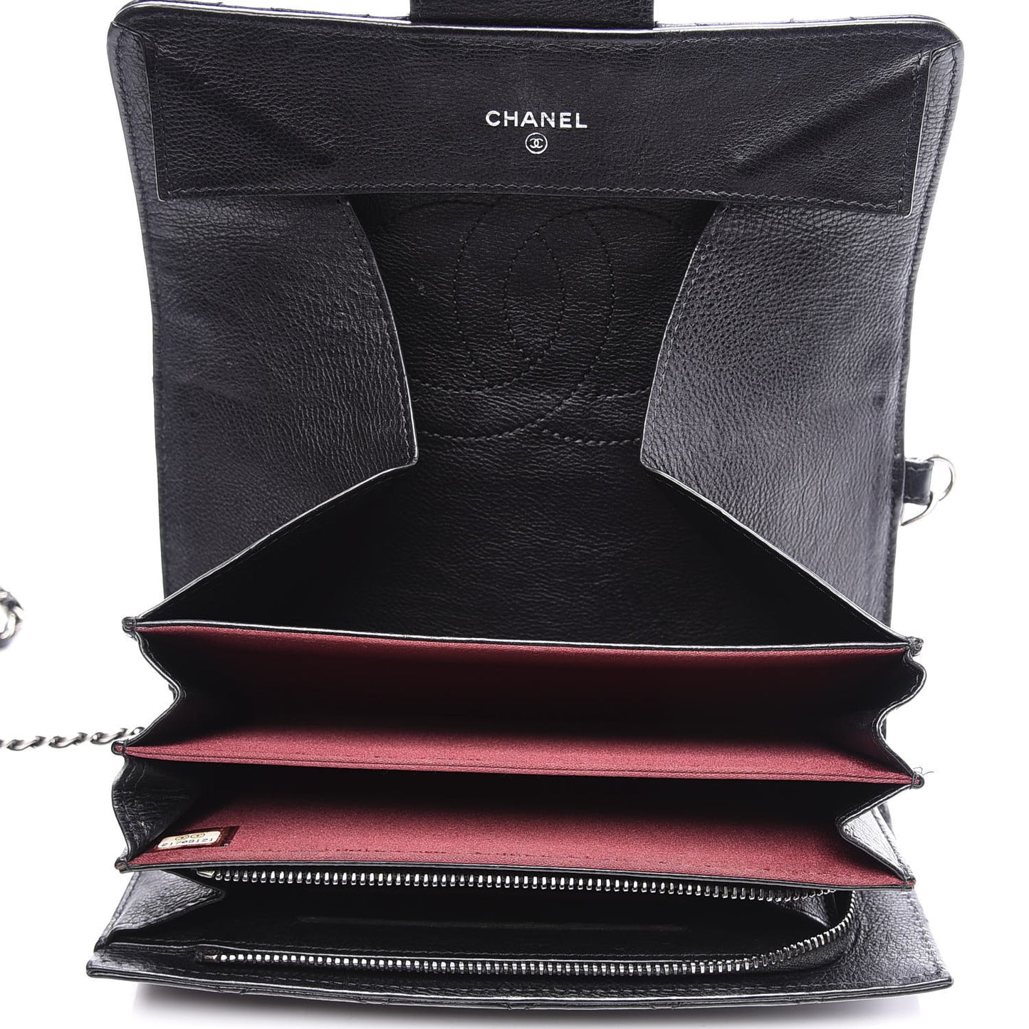 Calfskin Quilted CC Waiter Clutch Clutch With Chain Black
