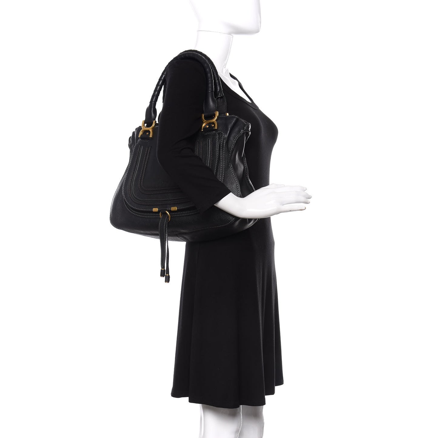 Calfskin Medium Marcie Satchel Black