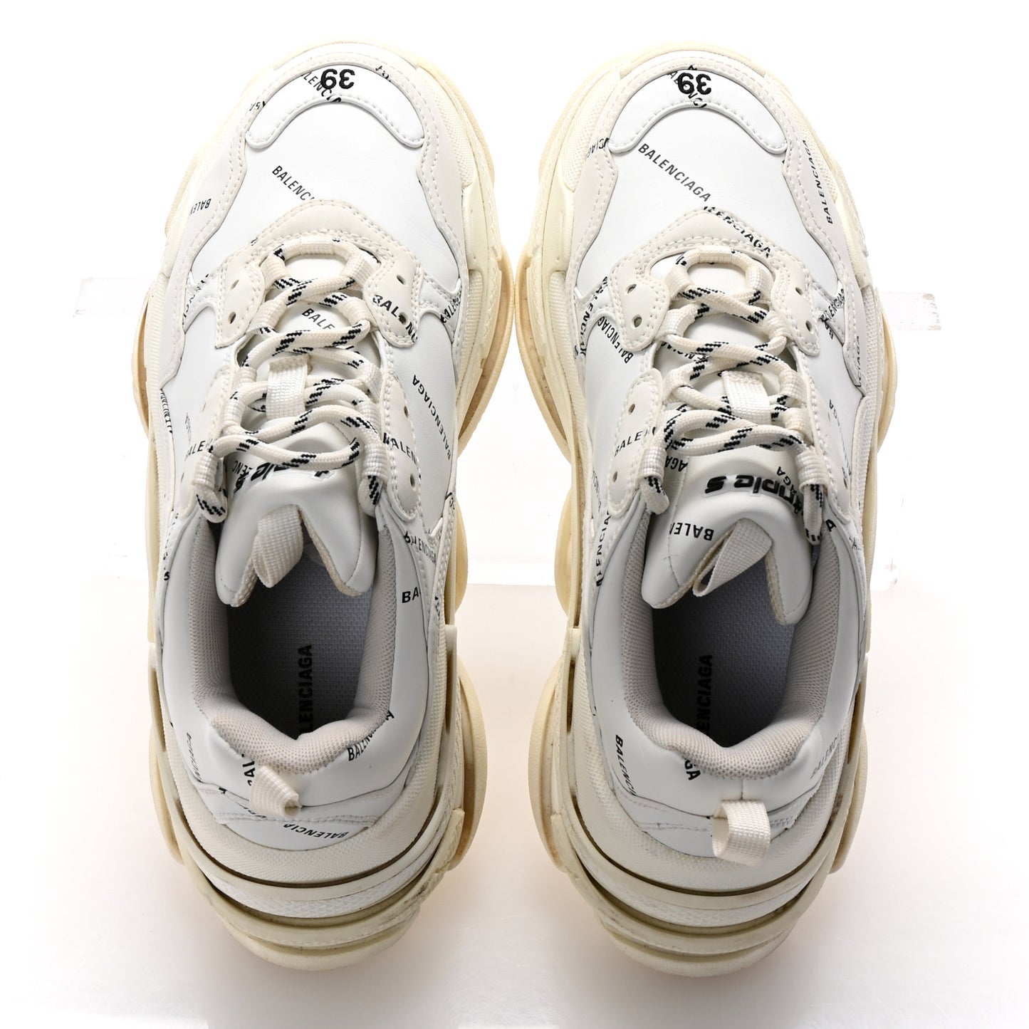 Technical Fabric Allover Logo Womens Triple S Sneakers 39 White Black