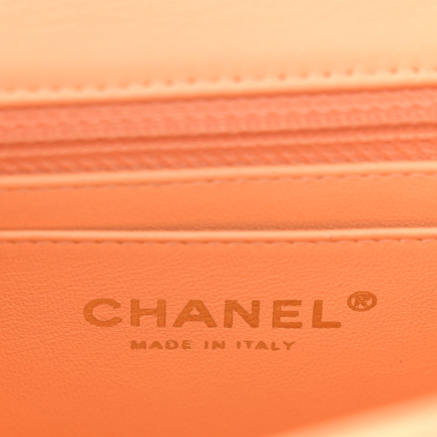 Lambskin Quilted Mini Rectangular Flap Light Orange