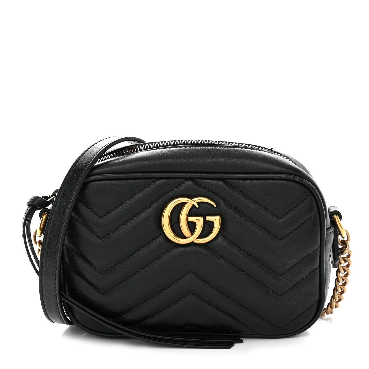 Calfskin Matelasse Mini GG Marmont Chain Shoulder Bag Black