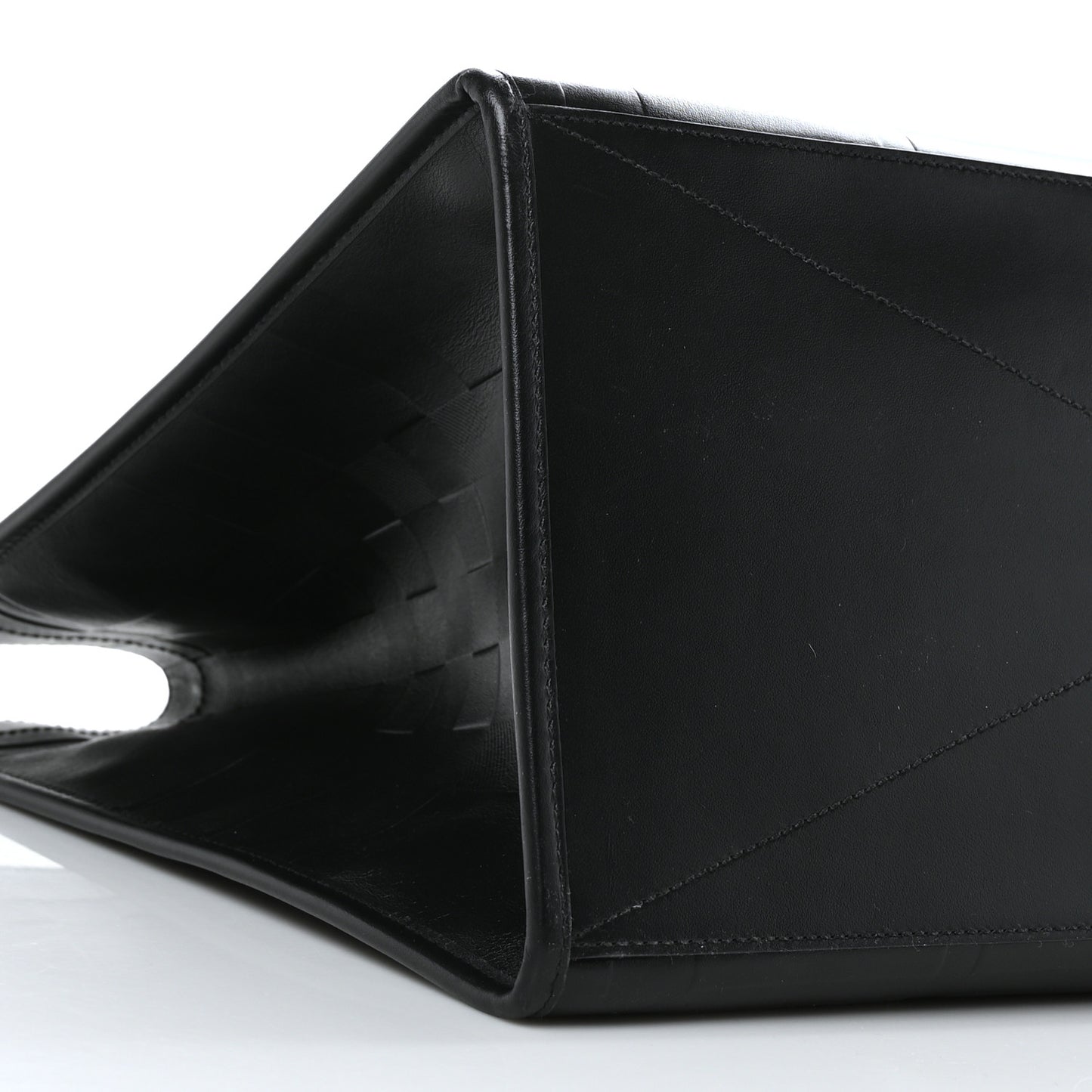 Calfskin Denny Check Embossed Tote Black