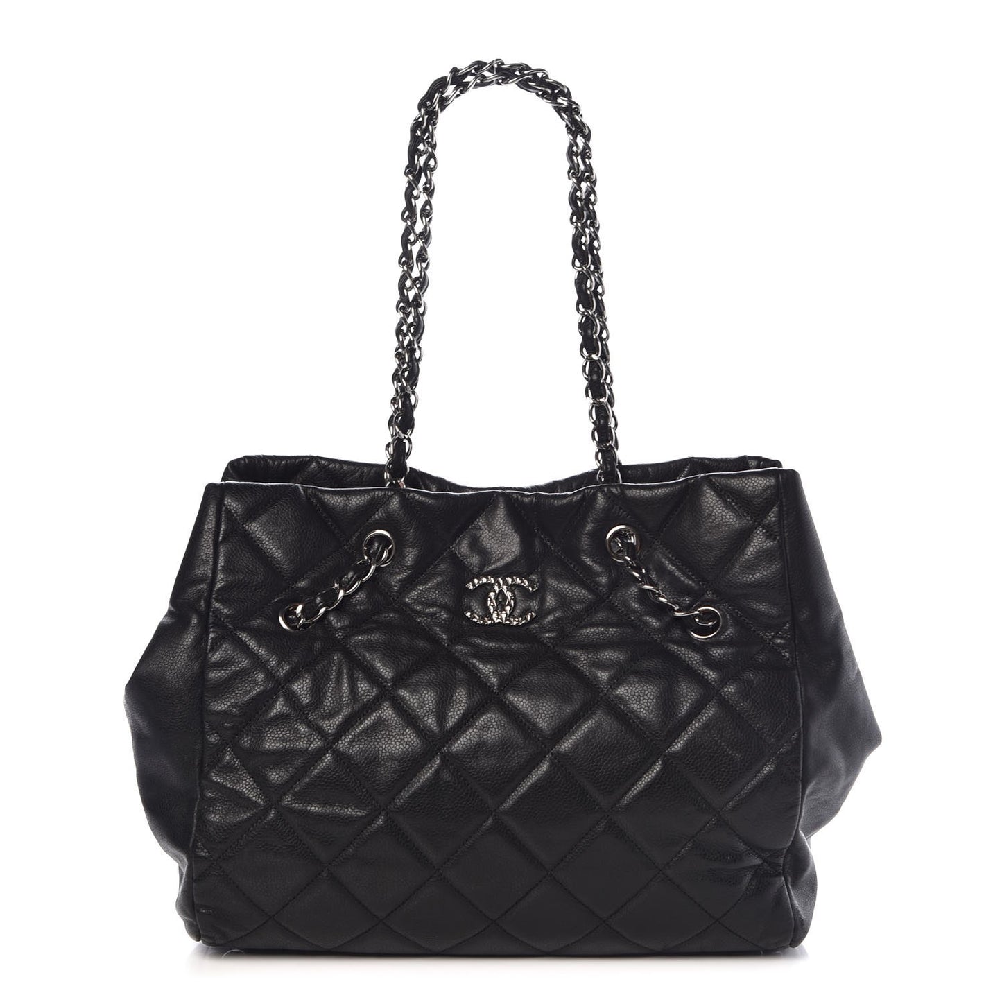 Soft Caviar Quilted Large Cells Tote Black