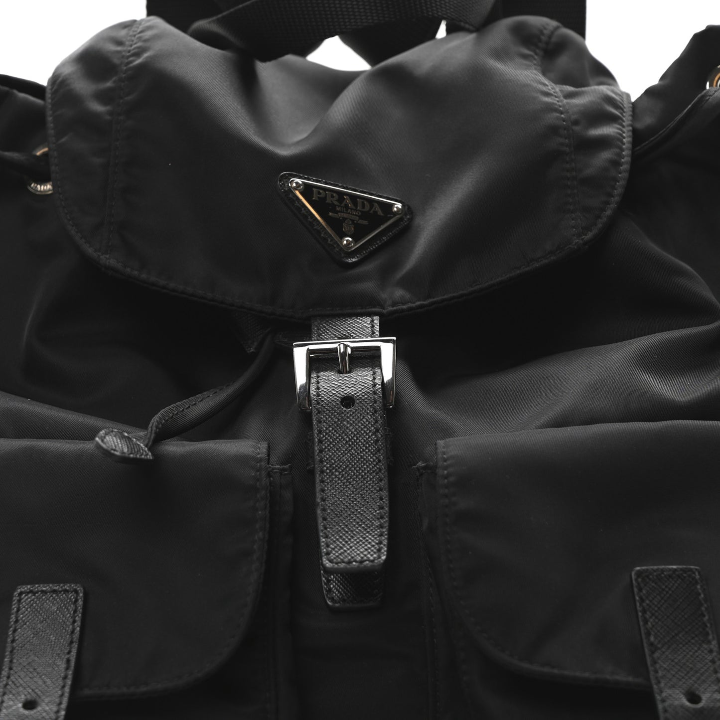 Re-Nylon Vela Saffiano Medium Backpack Black