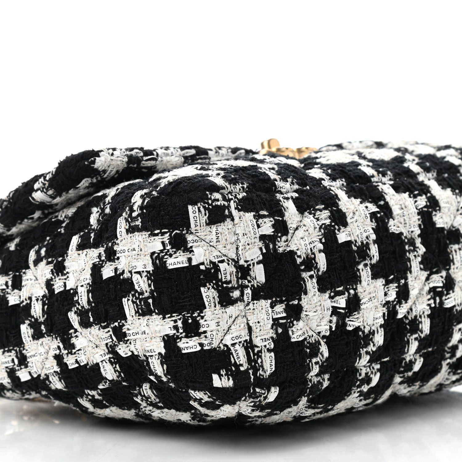 Chanel Tweed Quilted Large Chanel 19 Flap Black Ecru White 8 of 9