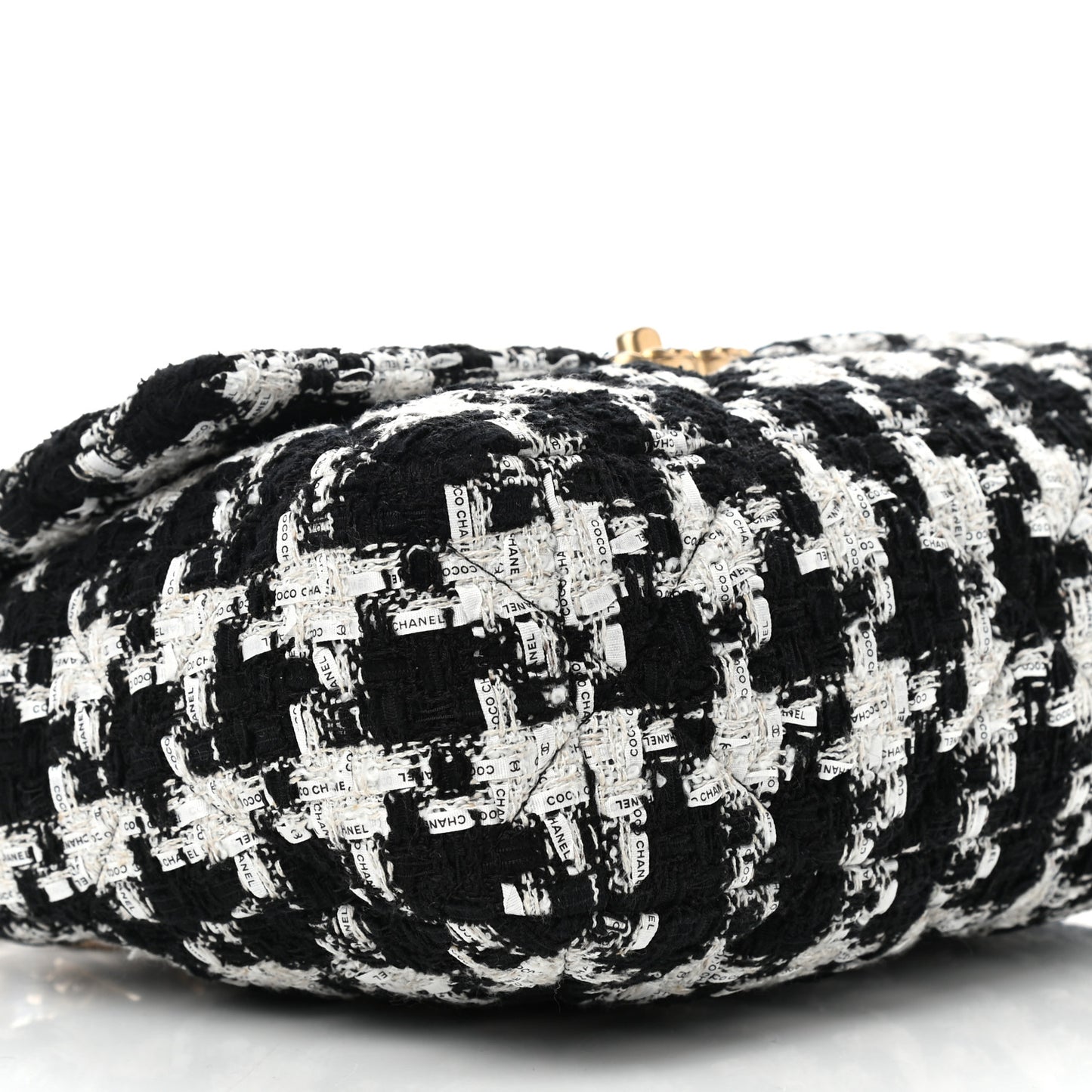 Tweed Quilted Large Chanel 19 Flap Black Ecru White