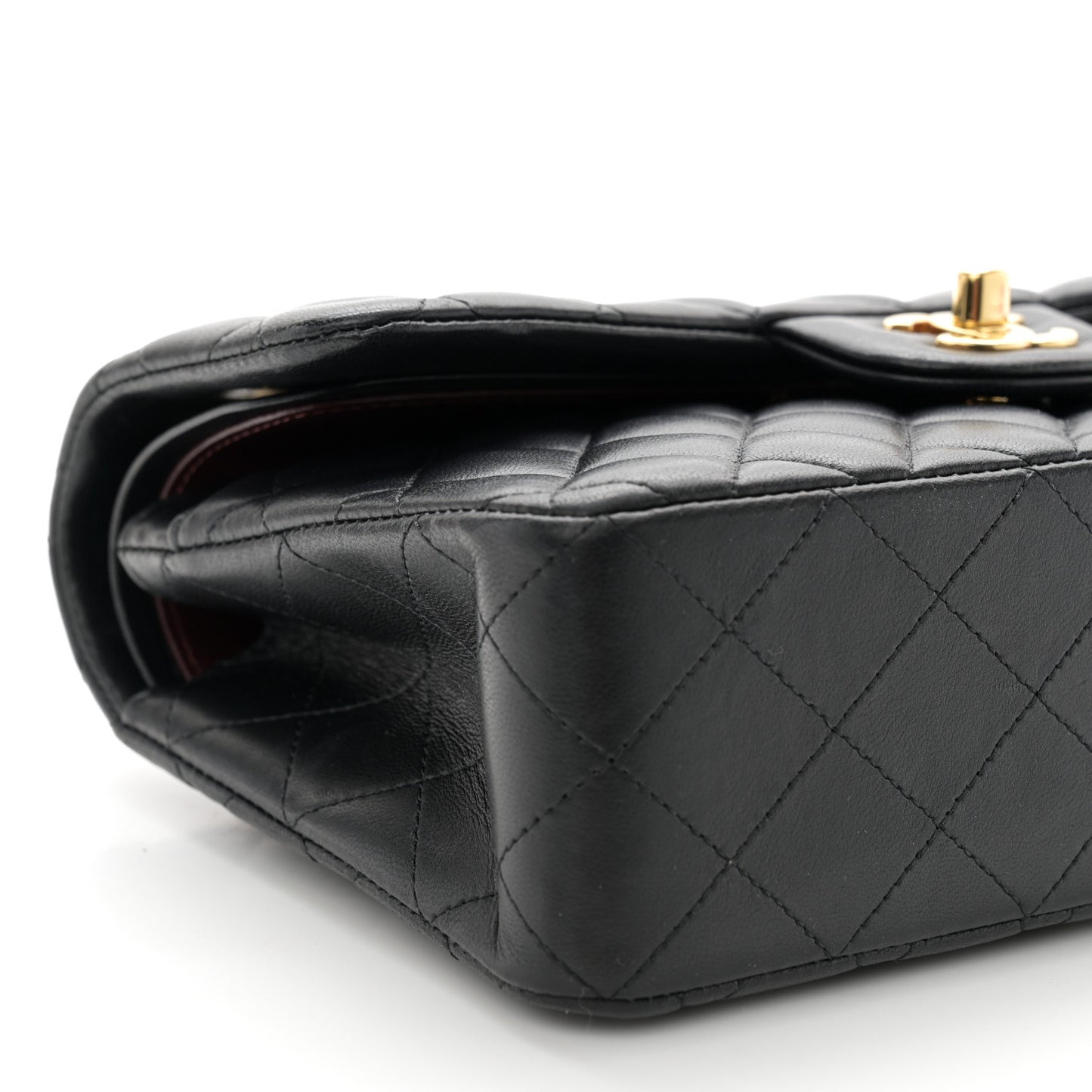 Lambskin Quilted Small Double Flap Black
