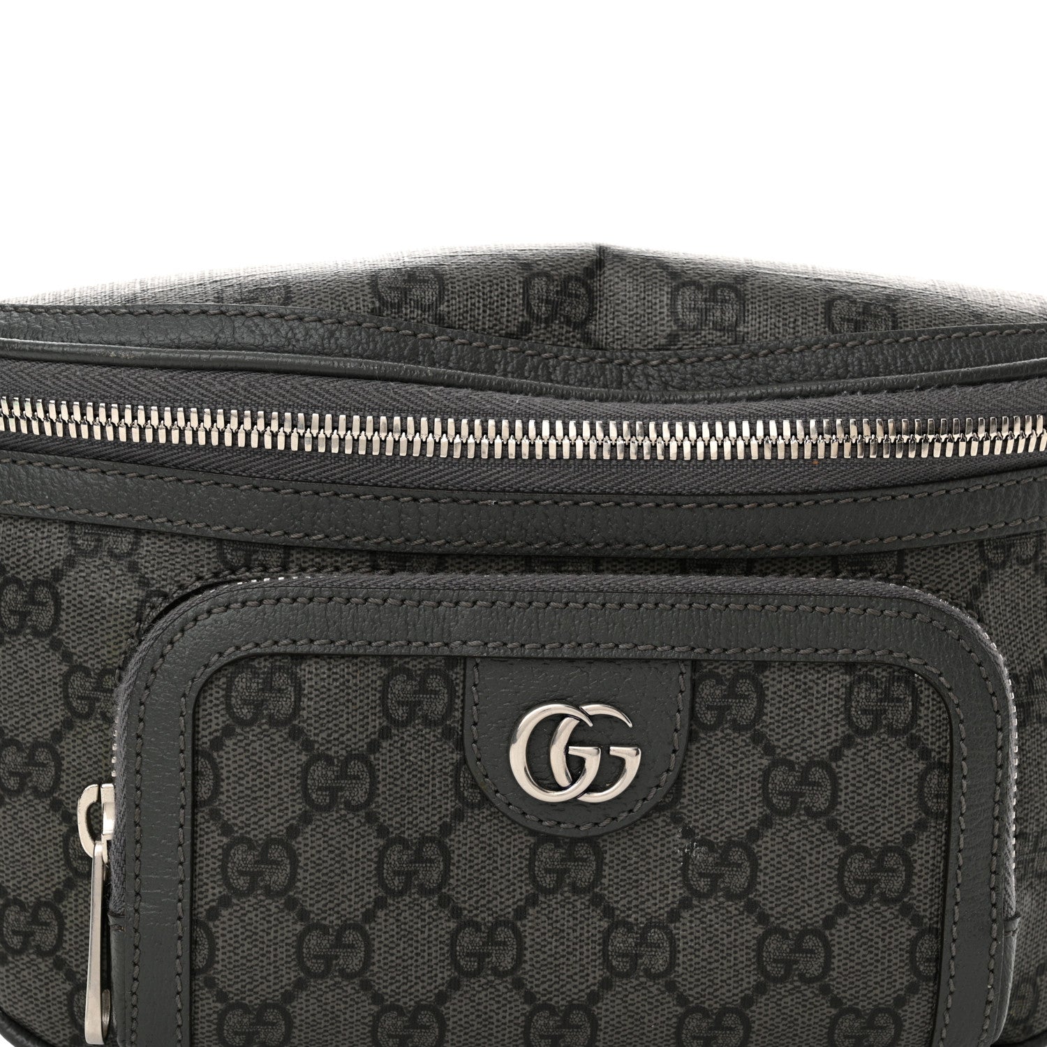 Gucci GG Supreme Monogram Textured Dollar Calfskin Ophidia Belt Bag Grey Black Graphite Grey 8 of 14