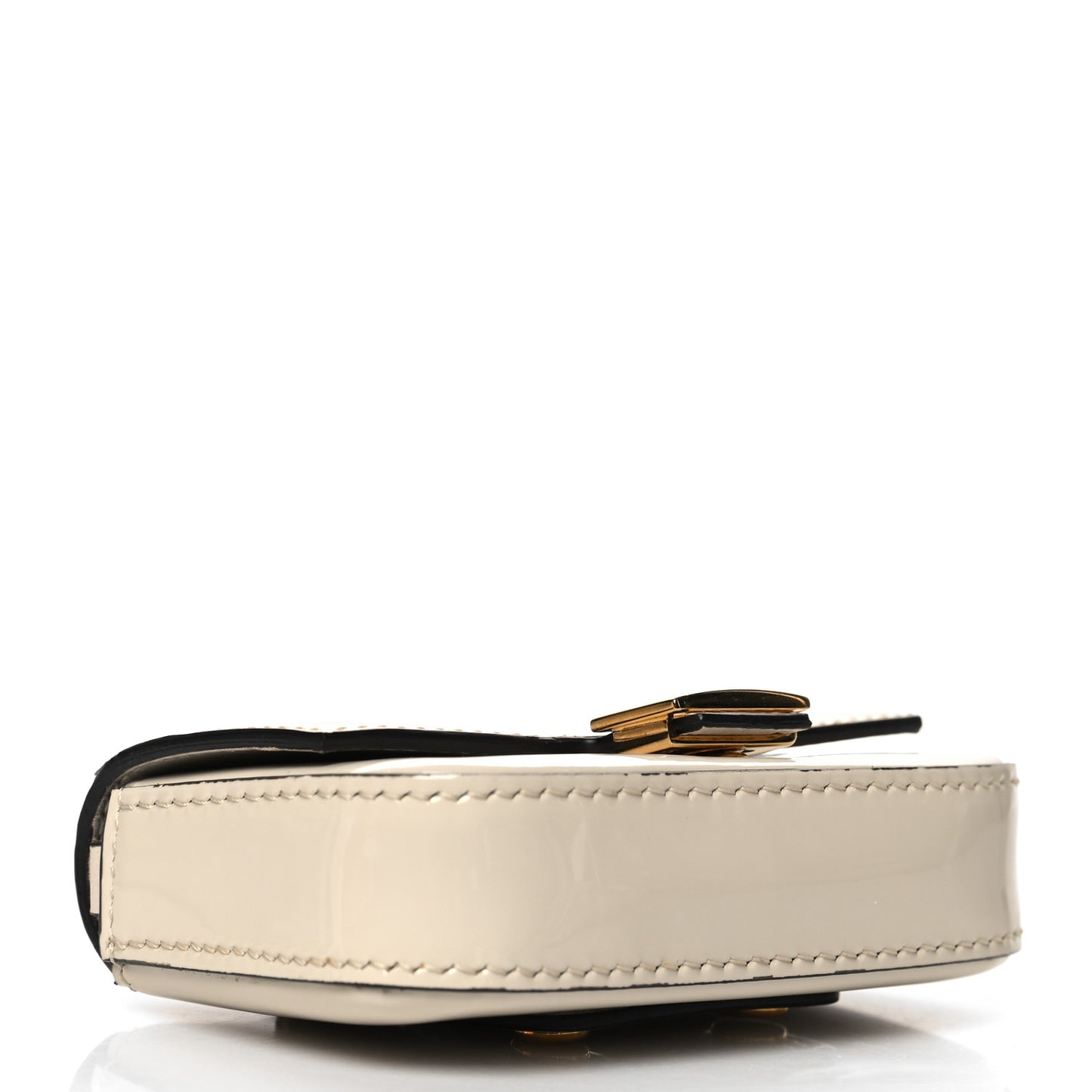Vitello Vernice Mou Nano Baguette Belt Charm Latte