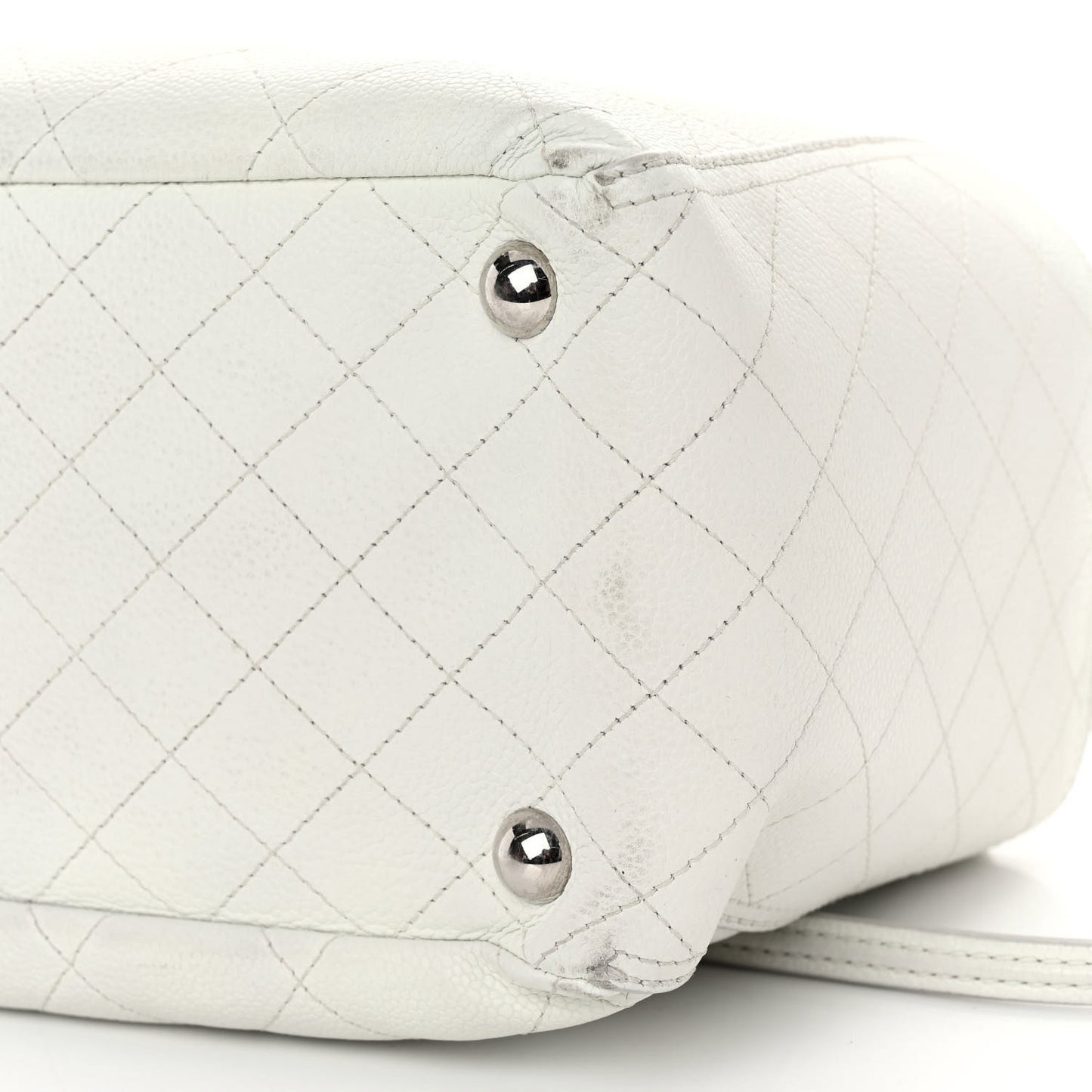 Grained Calfskin CC Pocket Tote White