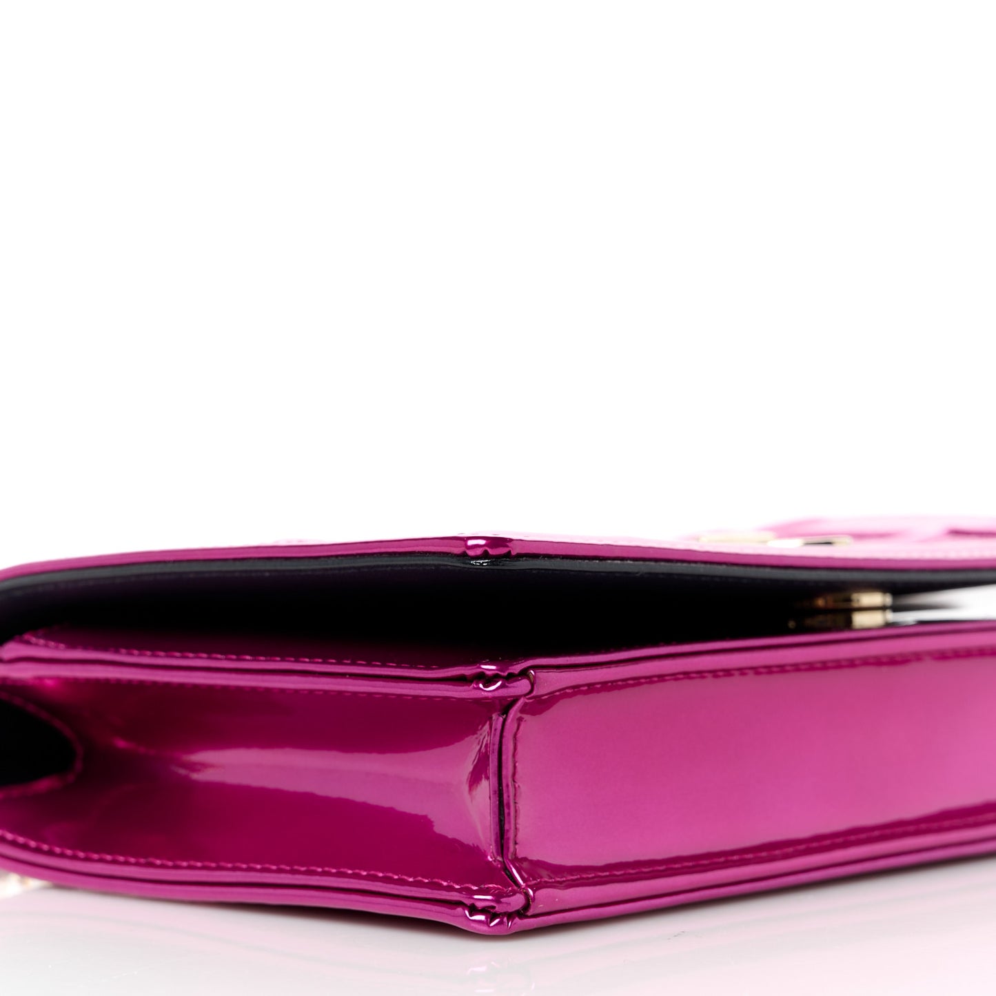 Patent Micro-Cannage Diorama Wallet on Chain Pouch Fuchsia