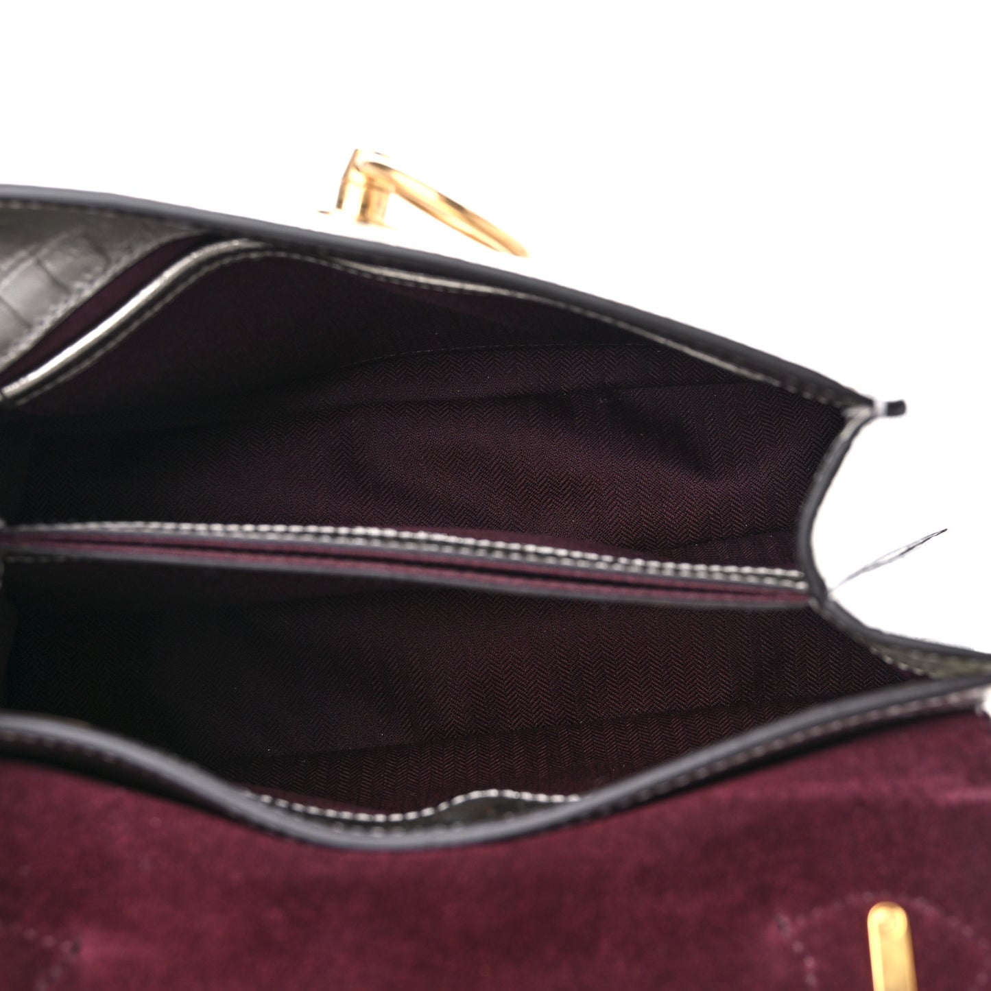 Metallic Calfskin Crocodile Embossed Mini Seaton Silver