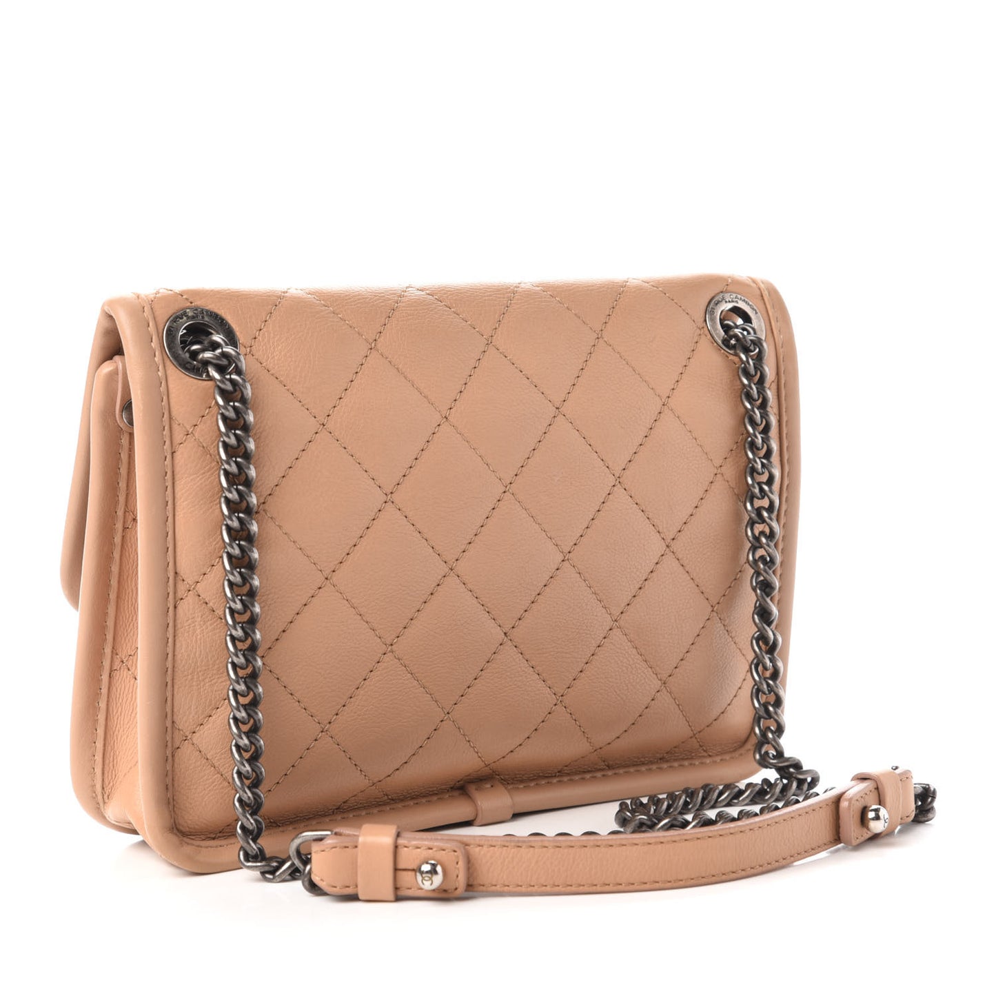 Calfskin Quilted Mini French Riviera Flap Beige