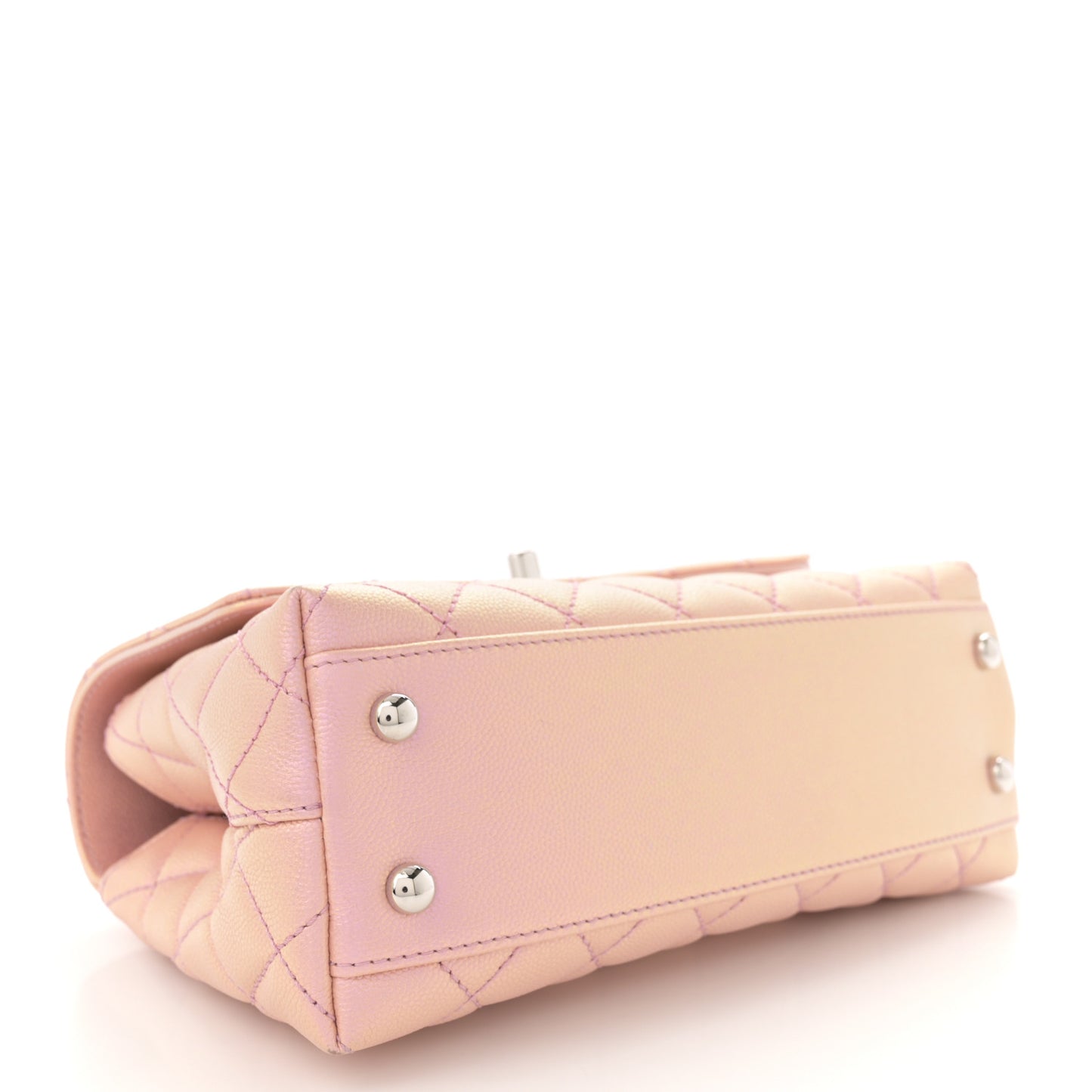 Iridescent Caviar Quilted Mini Coco Handle Flap Pink