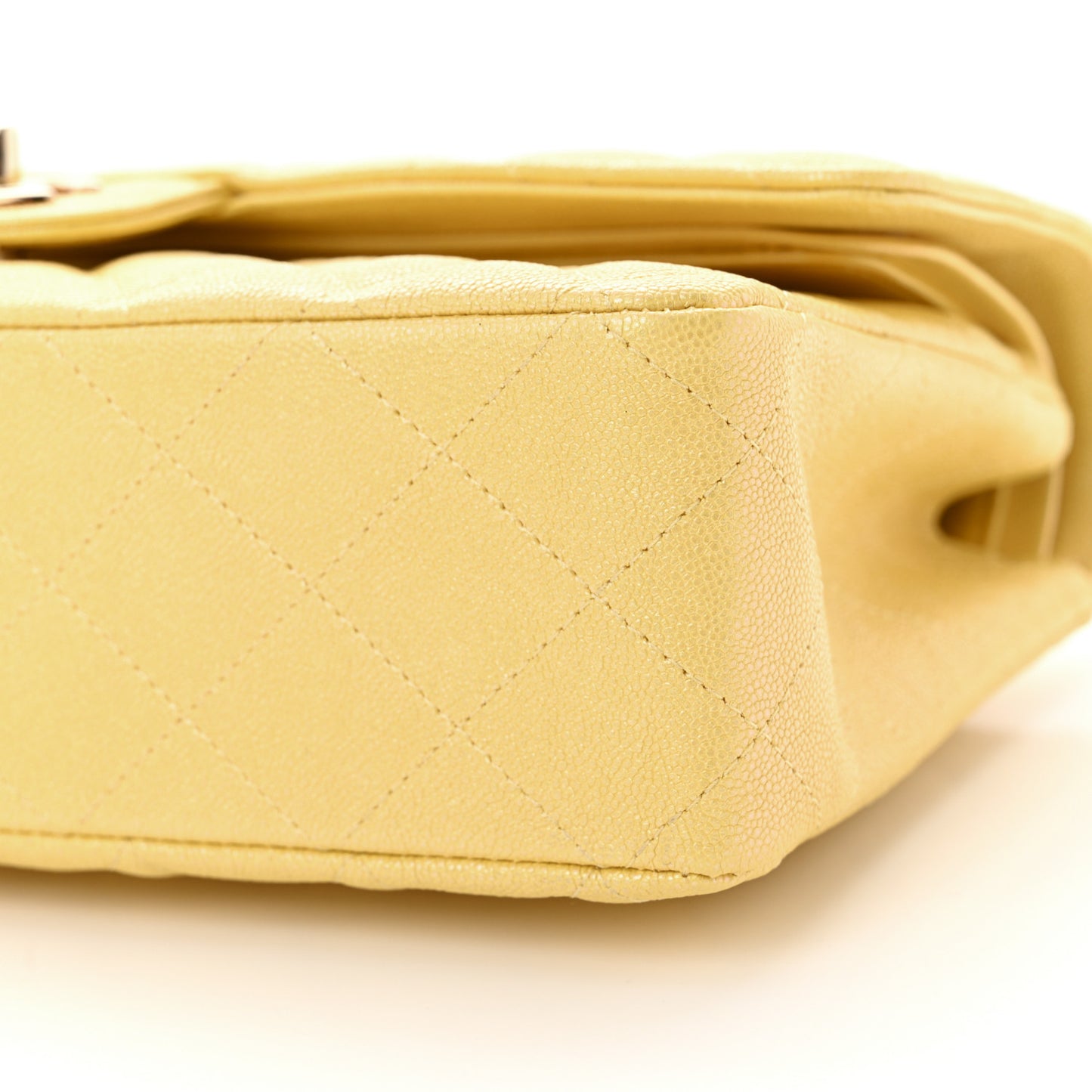 Iridescent Caviar Quilted Medium Double Flap Yellow