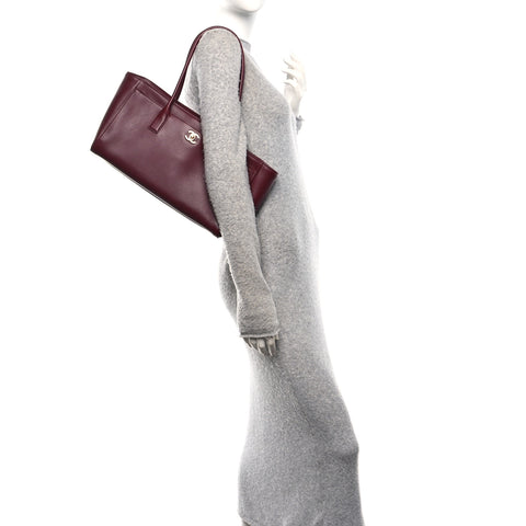 Calfskin Archetype Small Shopping Tote Dark Burgundy