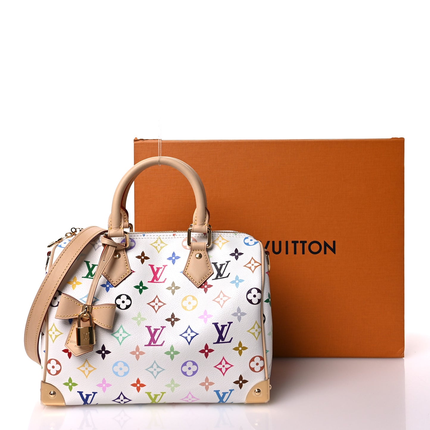 LV X TM Monogram Multicolor Speedy Bandouliere 25 White