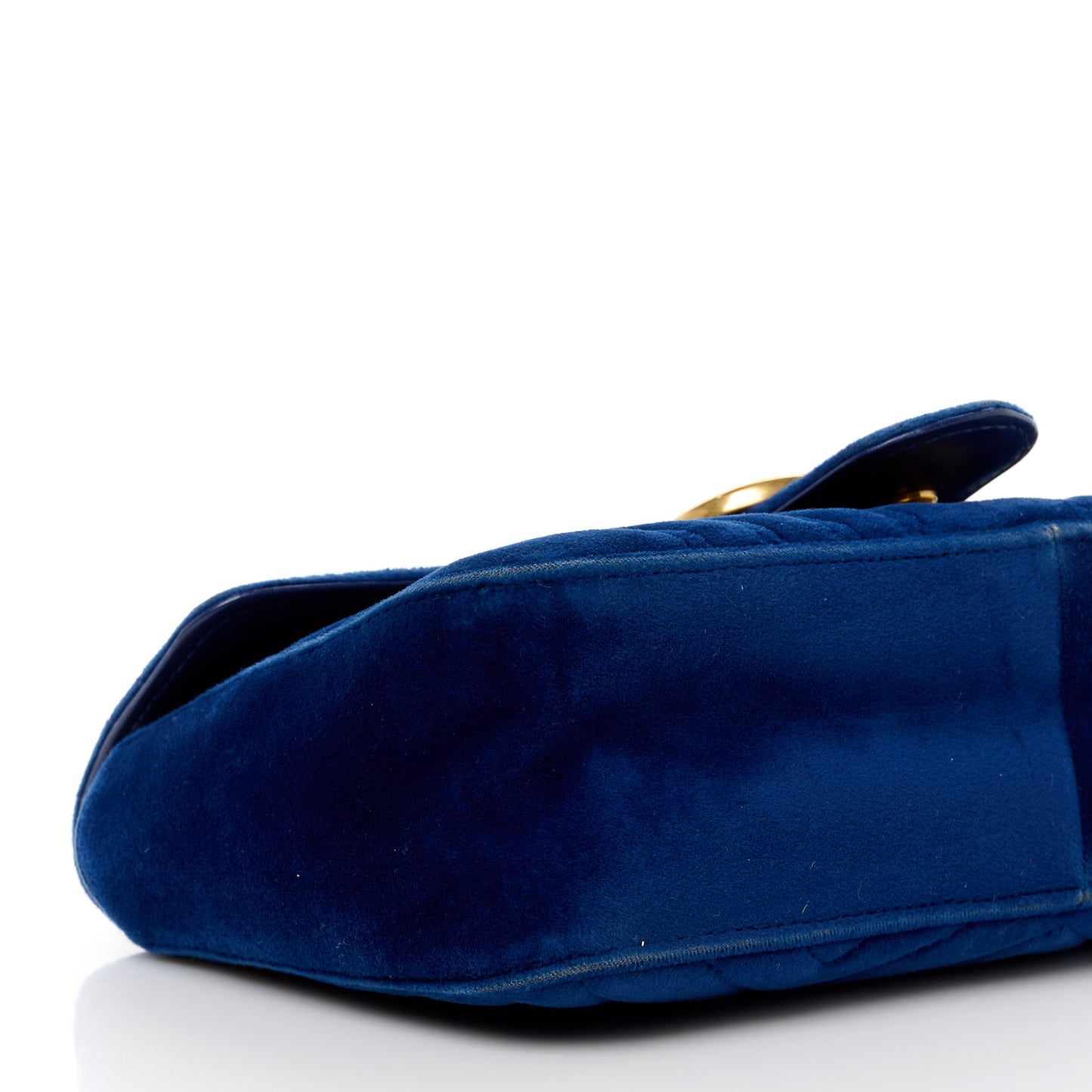 Velvet Matelasse Small GG Marmont Shoulder Bag Cobalt Blue