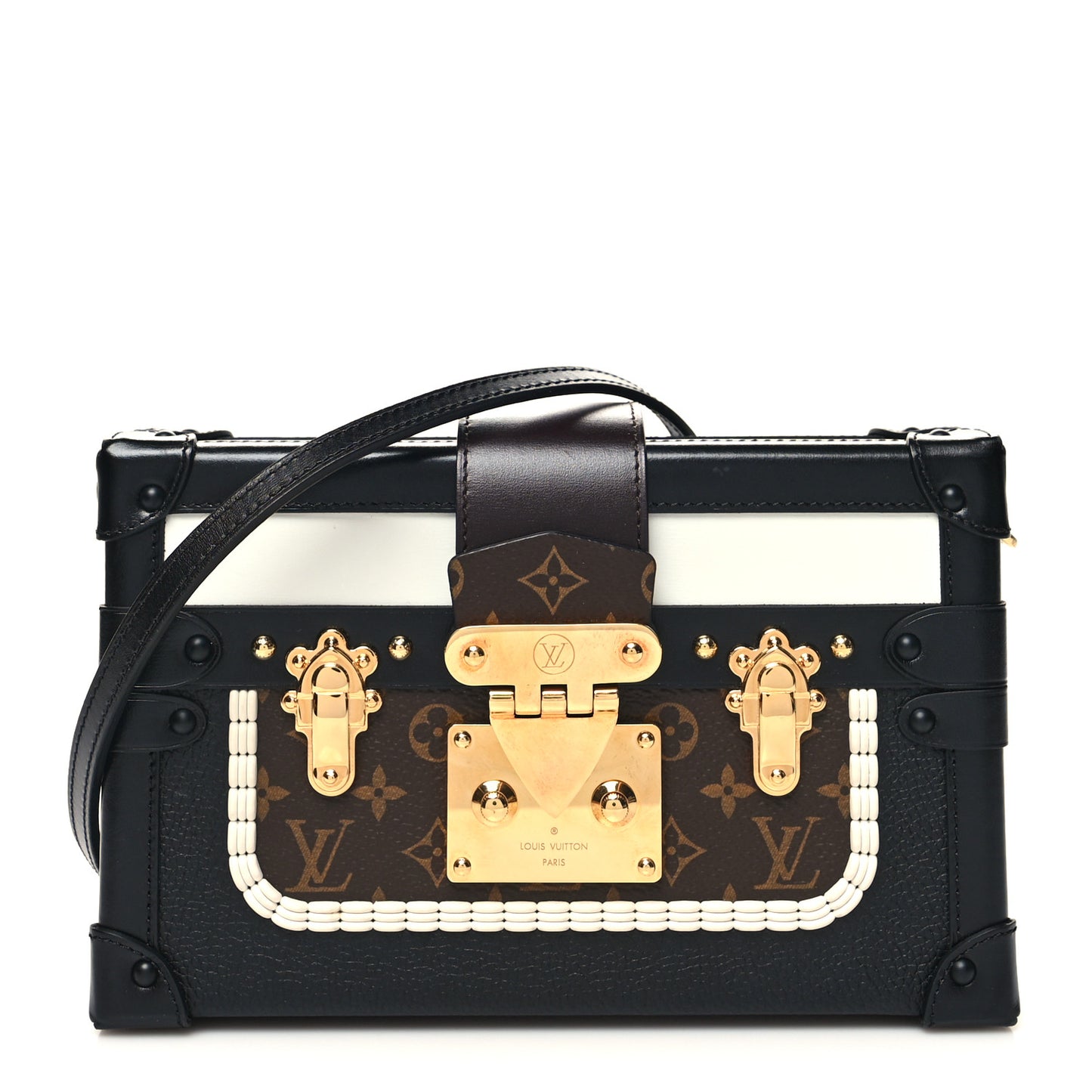 Monogram Calfskin Petite Malle Black White