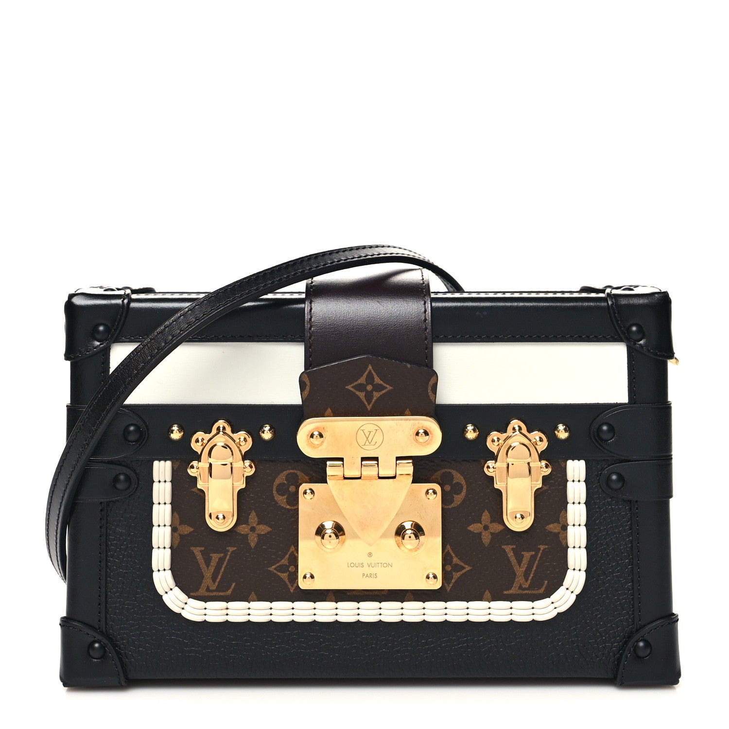 Louis Vuitton Monogram Calfskin Petite Malle Black White 1 of 10