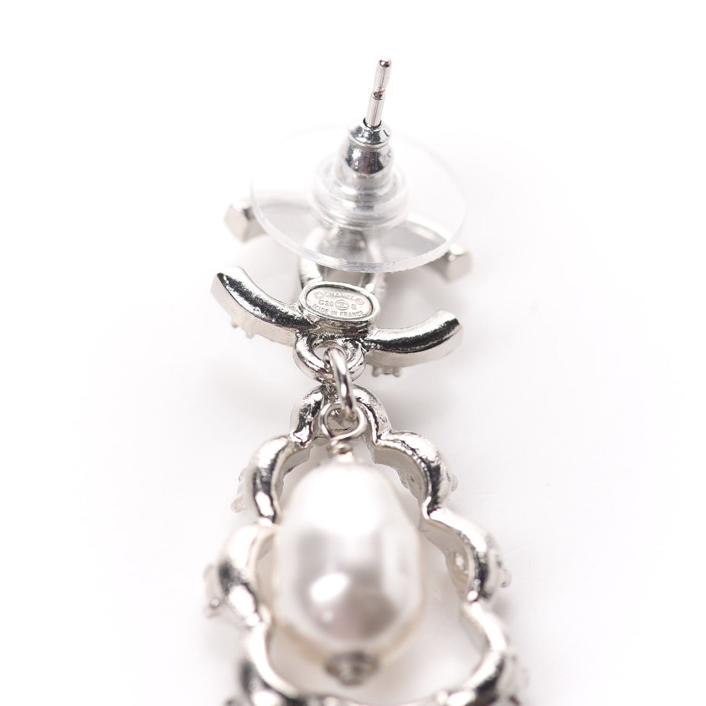 Crystal Pearl Imperial Bow Earrings Silver