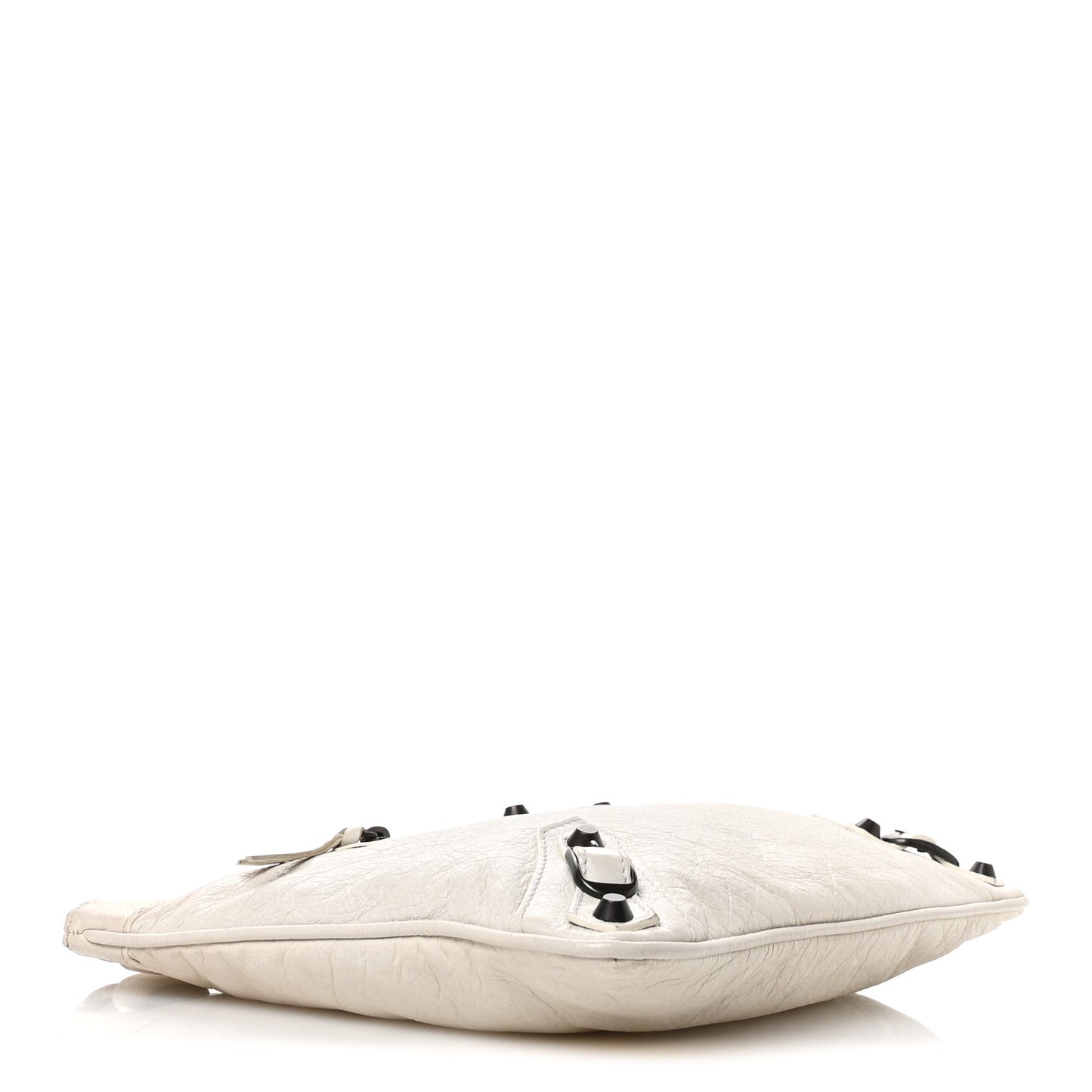 Agneau Classic Hardware Flat Handle Clutch White