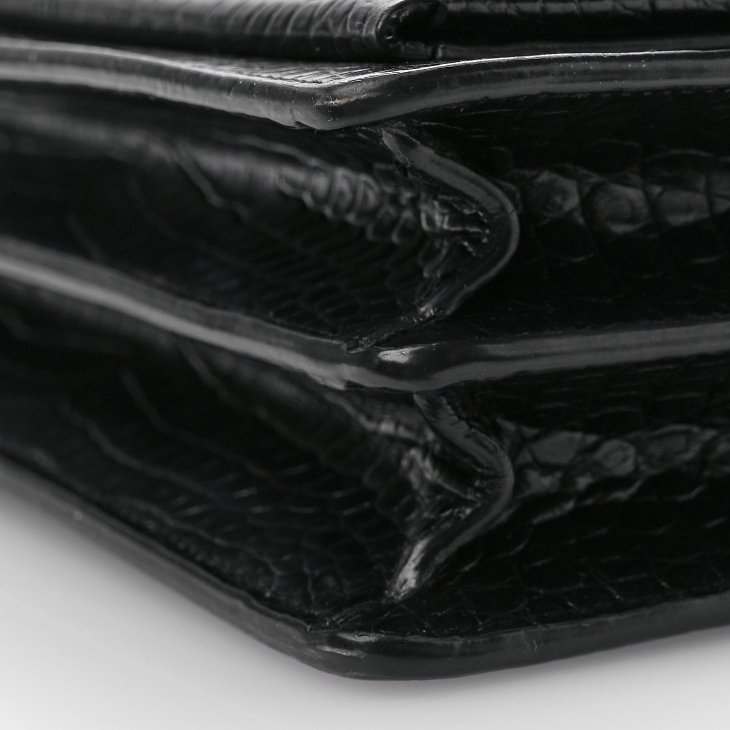 Calfskin Crocodile Embossed Medium Monogram Sunset Black