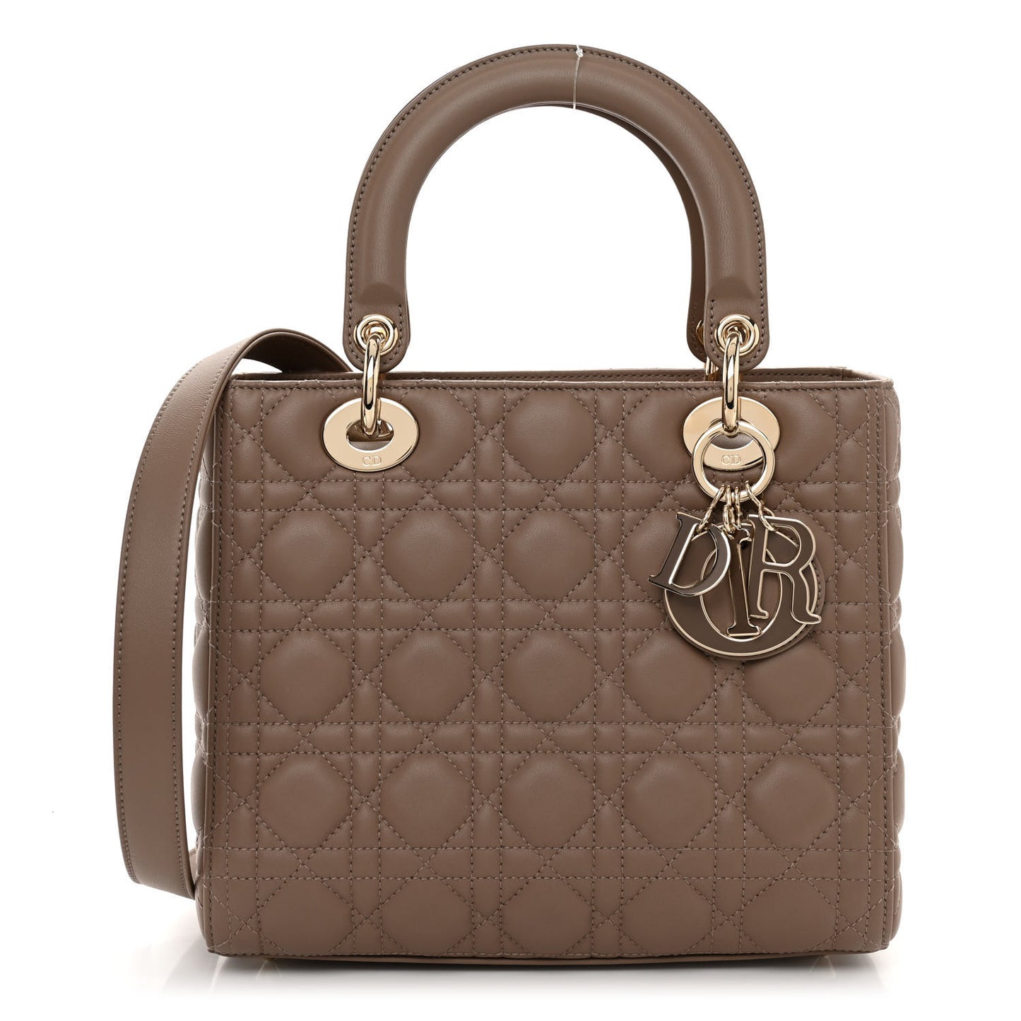Lambskin Cannage Medium Lady Dior Warm Taupe