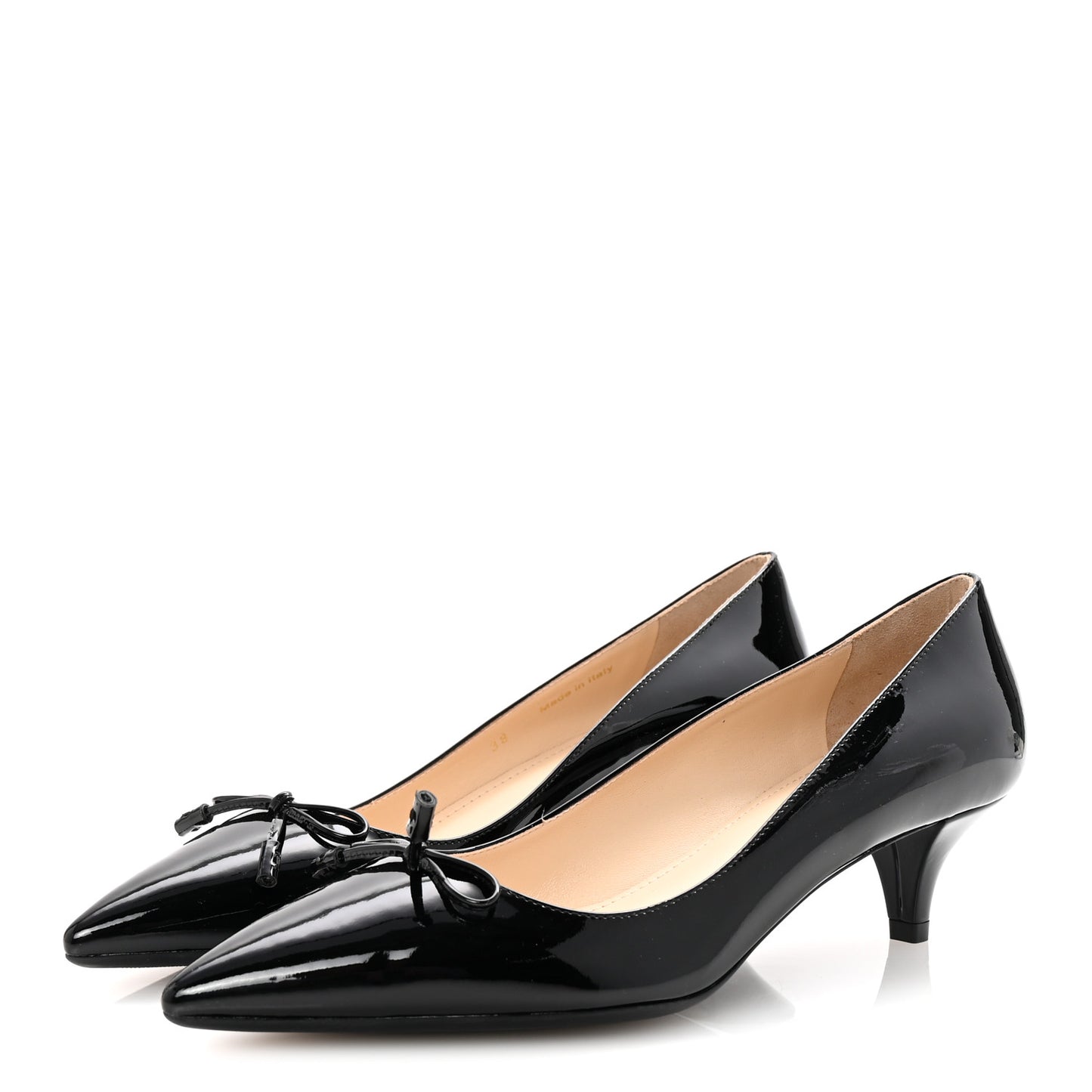 Vernice Pointed Toe 50mm Bow Pumps 38 Black