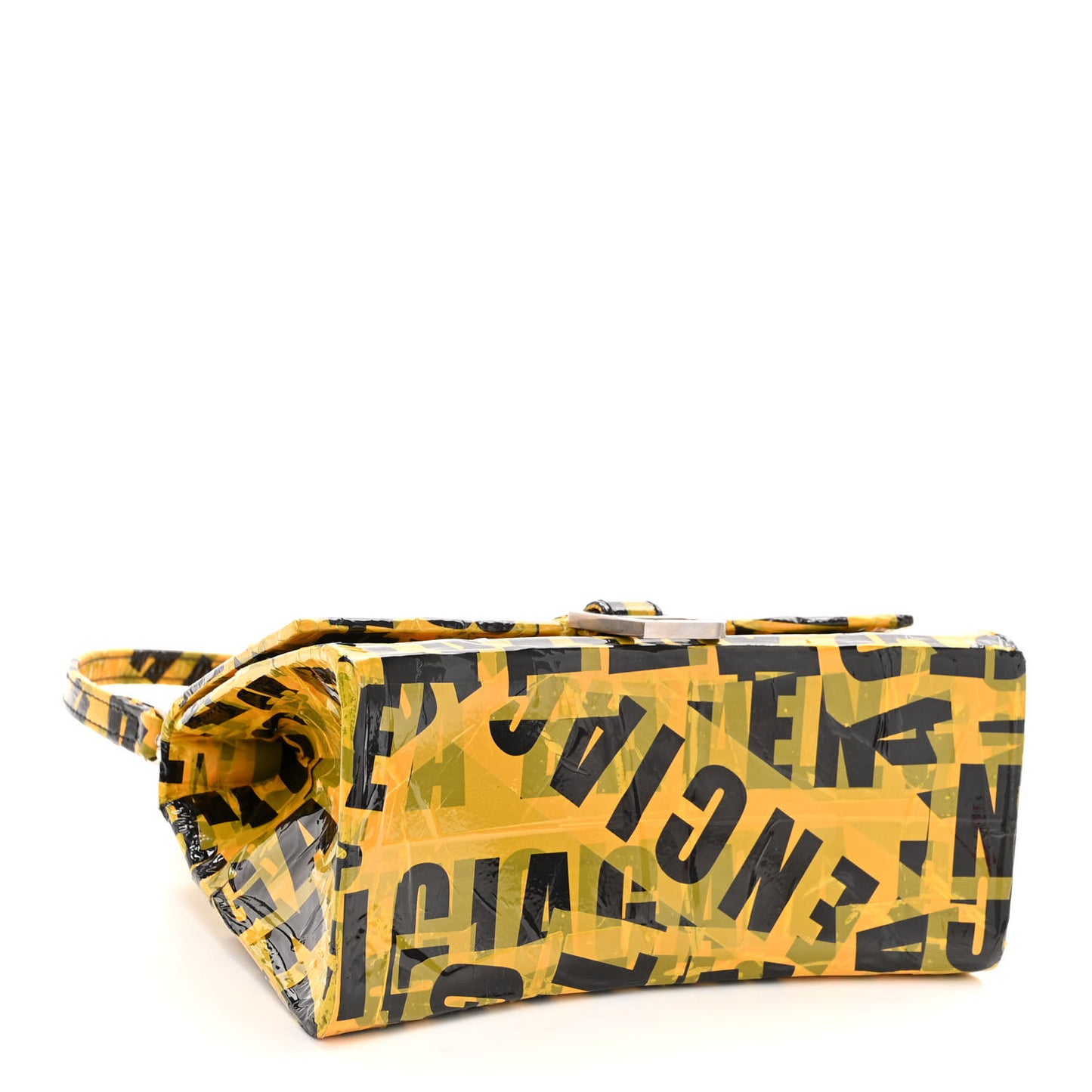 Box Calfskin Tape Small Hourglass Top Handle Bag Yellow Black